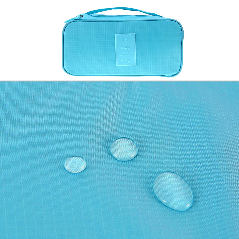 Waterproof Travel Bra & Underwear Organizer Bag - Portable Lingerie Storage Case for Women - Washable Toiletry Organizer (Blue) - Perfect for Vacation, Gym & Business Trips