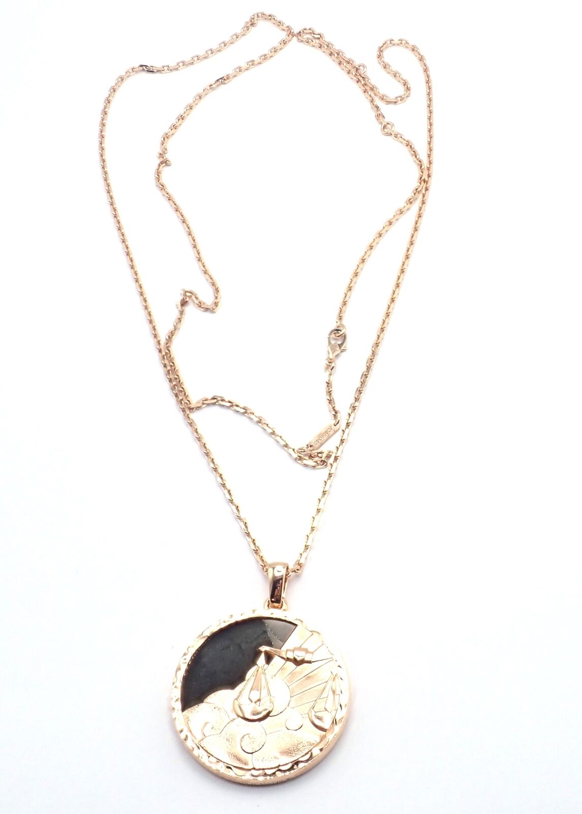 Van Cleef & Arpels 18K Rose Gold Libra Zodiac Pendant Necklace with Black Obsidian - Certified Luxury Jewelry for Women, Perfect Gift for Birthday & Anniversary