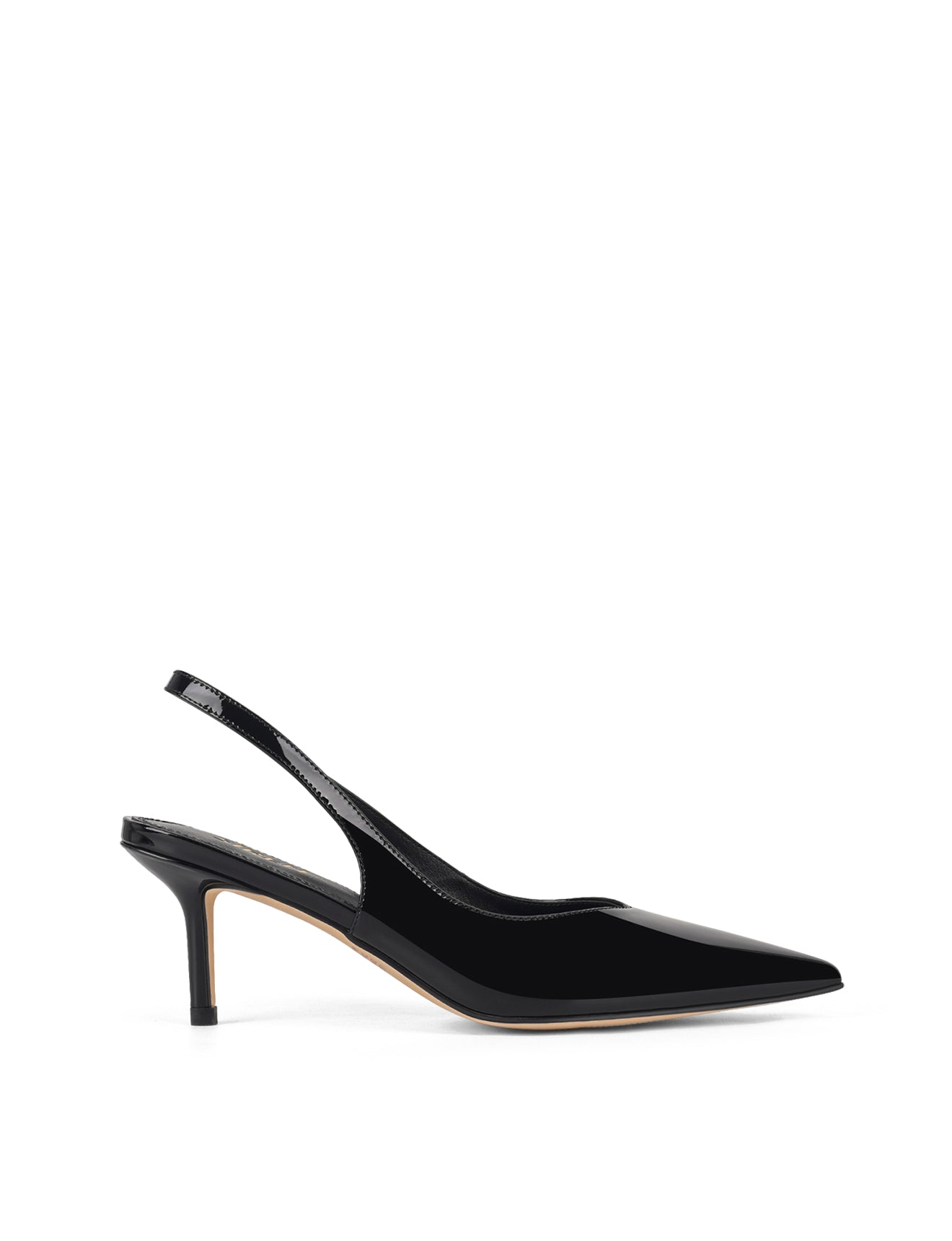 Yory Slingback Kitten Heels - Black Patent Leather Women's Shoes | Comfortable Low Heel Pumps for Work, Office & Special Occasions