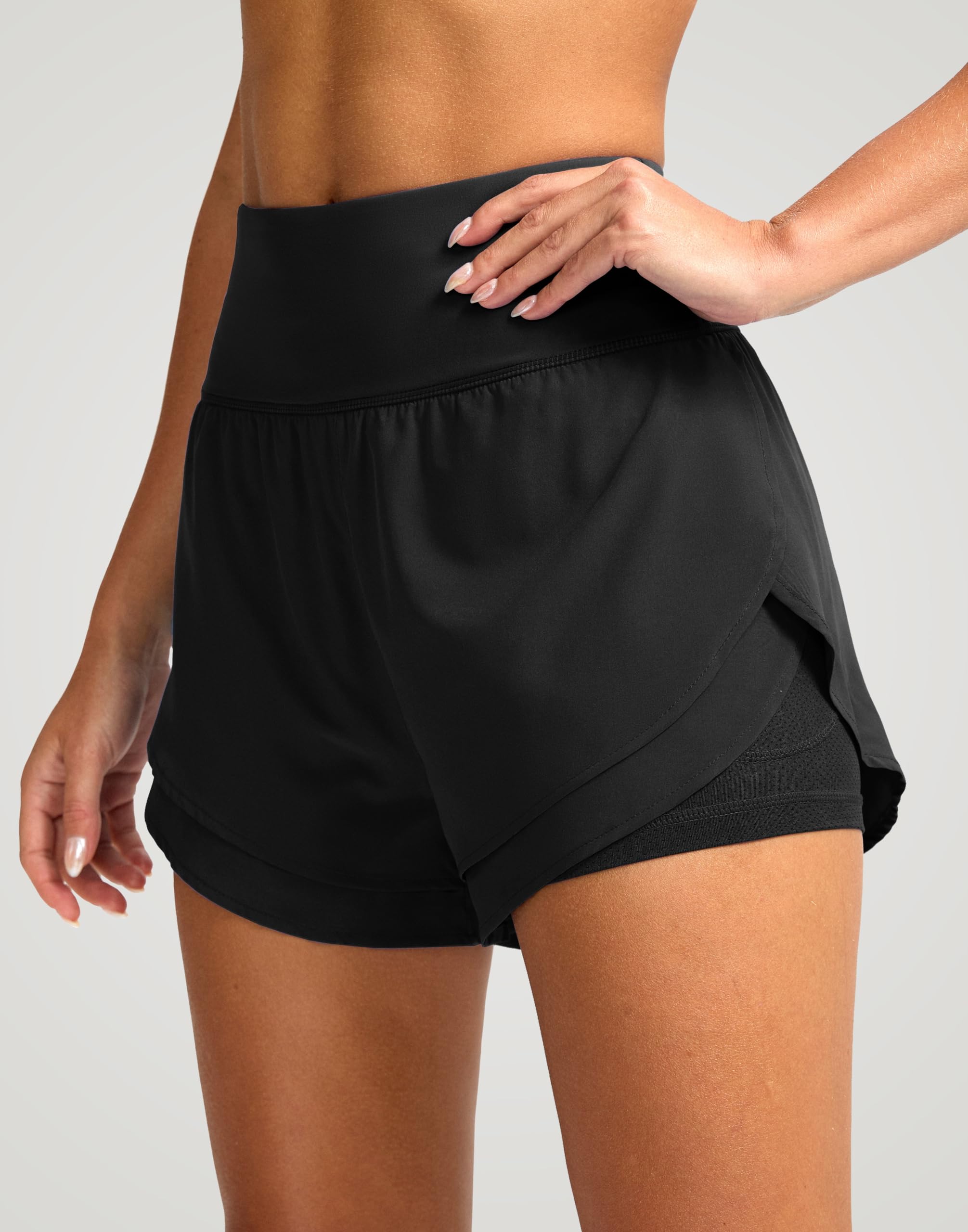 SANTINY Women's 2-in-1 Running Shorts with Pockets - 3