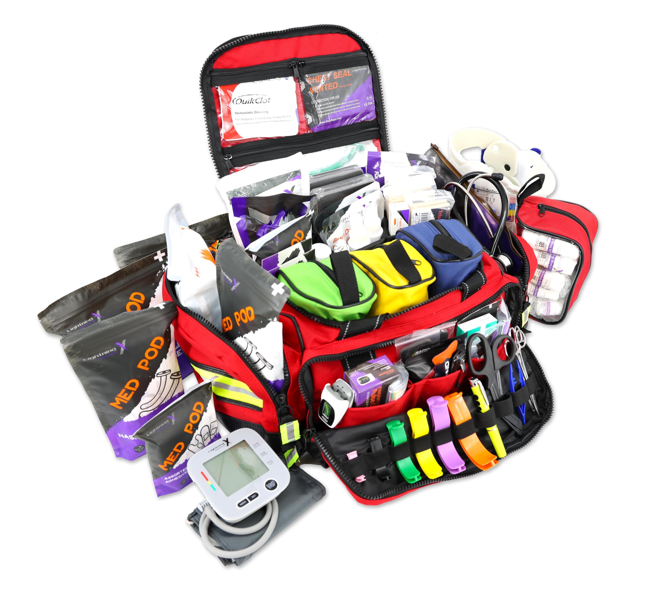 Lightning X Premium Modular EMS/EMT Trauma First Aid Kit - Emergency Medical Responder Bag for EMTs, Paramedics & First Responders - Ideal for Ambulances, Hospitals & Disaster Relief Scenarios