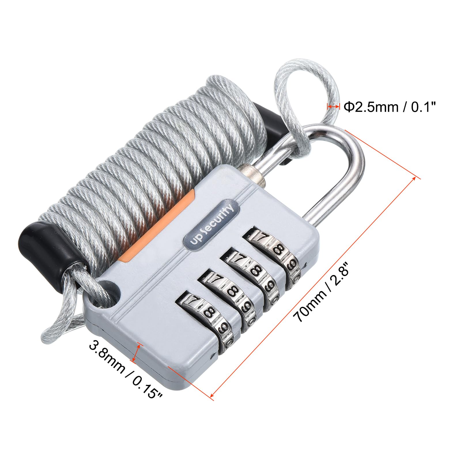 PATIKIL 4 Digit Combination Luggage Lock with 3.3Ft Security Cable - TSA Approved Travel Lock for Suitcases, Backpacks, Gym Lockers & Storage Bins | Anti-Theft Protection for Airports, Hotels & School Lockers