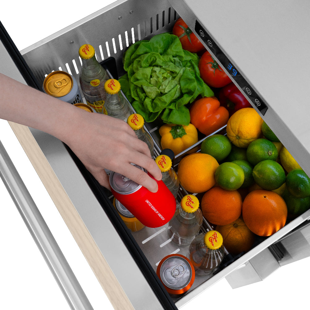 ZLINE 24 Inch Stainless Steel Outdoor Rated Dual Refrigerator Drawer - Panel Ready Doors (RDSPO 24) - Perfect for Outdoor Kitchens, Patio Bars & Entertaining Areas