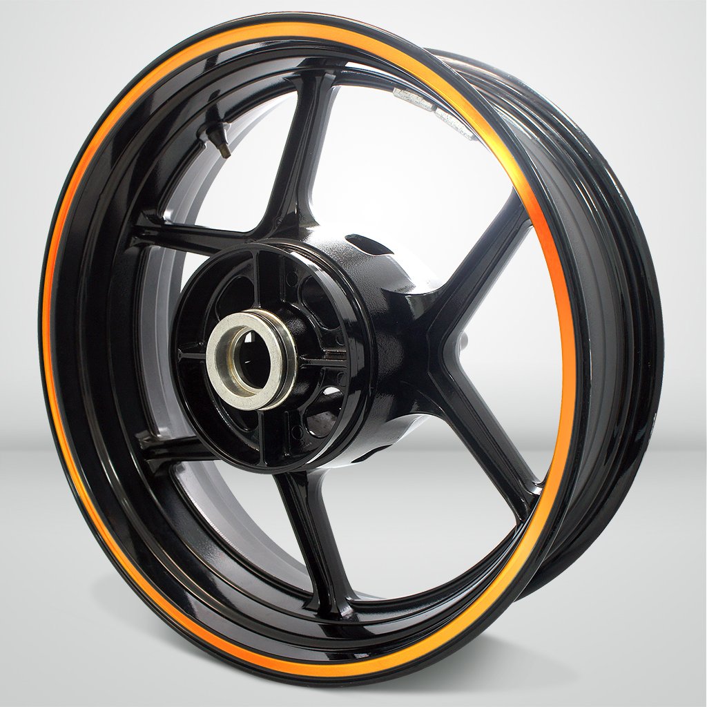 Kawasaki Ninja 300 Reflective Vinyl Rim Stripes - High Visibility Orange Stickers for Motorcycle Wheel Safety | Perfect for Night Riding & Road Visibility