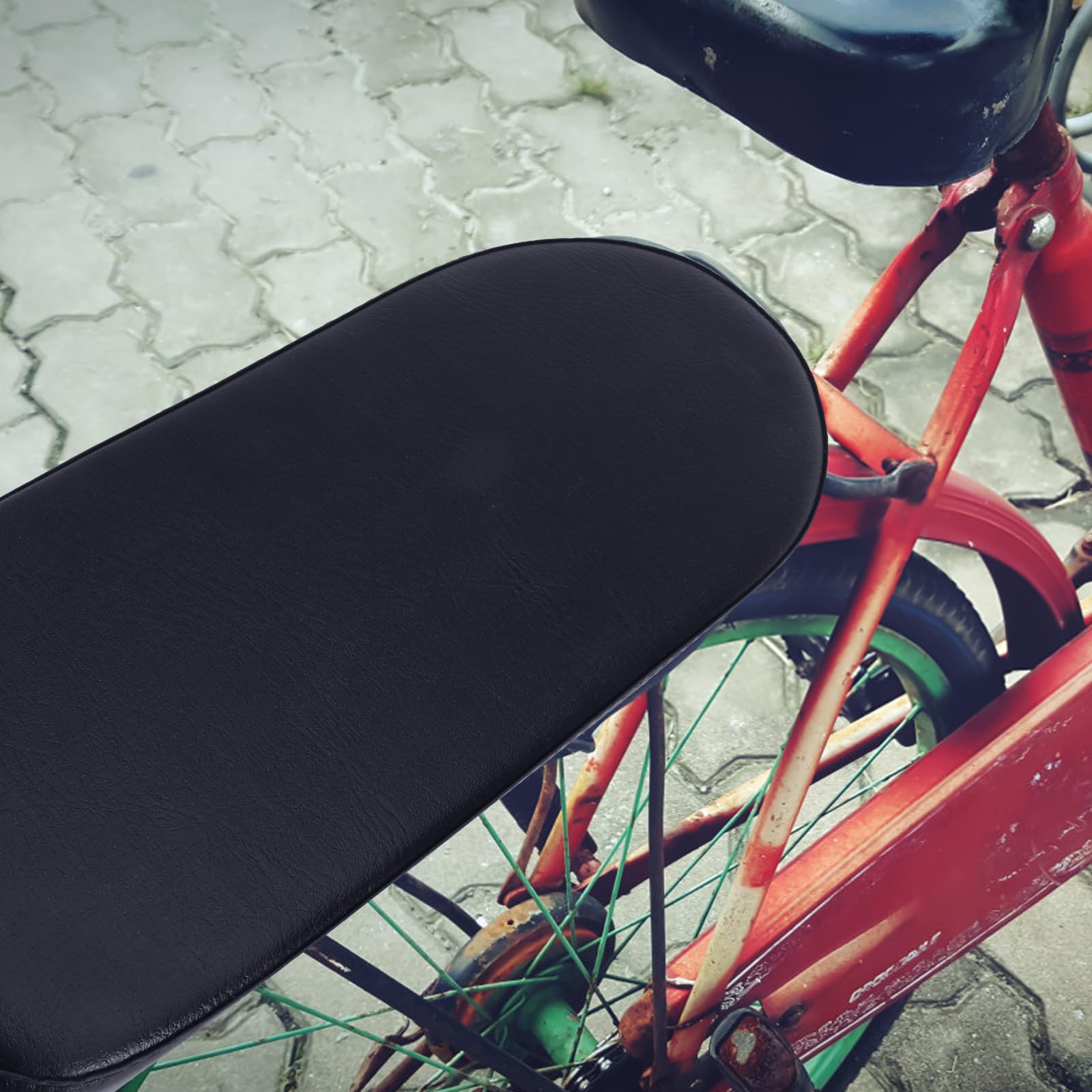 VANZACK Universal Bike Seat Cushion - Comfortable Mountain Bike Rear Saddle Pad for Adults & Kids - Black Cycling Accessory for Commuting, Leisure Rides & Family Outings