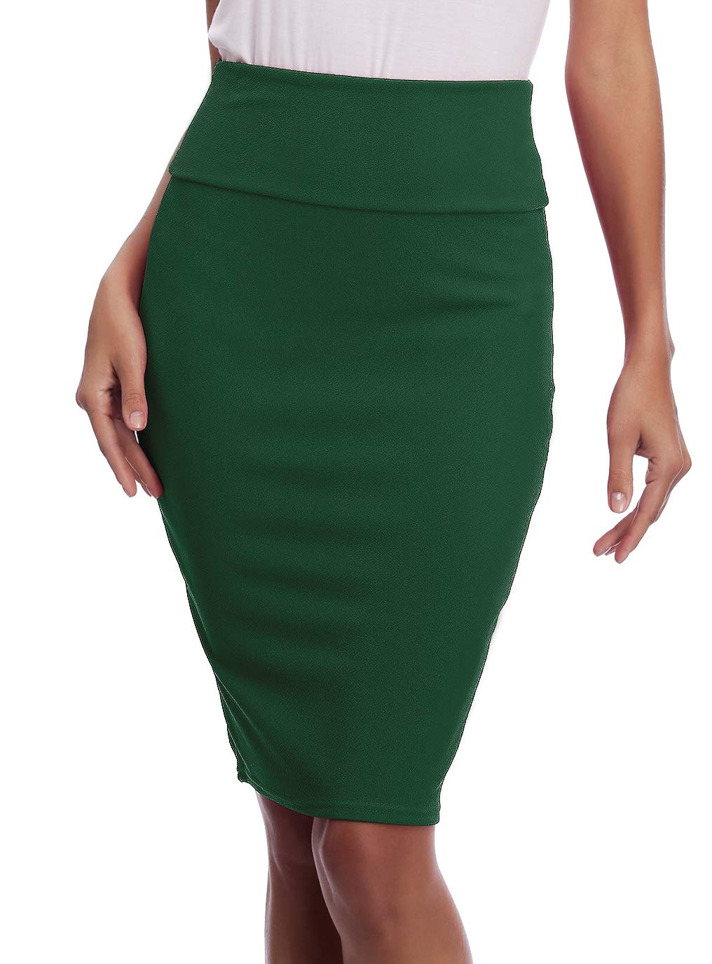 EXCHIC Women's Stretch Slim Fit Pencil Skirt - High Waist Office Work Skirt for Business Professional & Formal Occasions