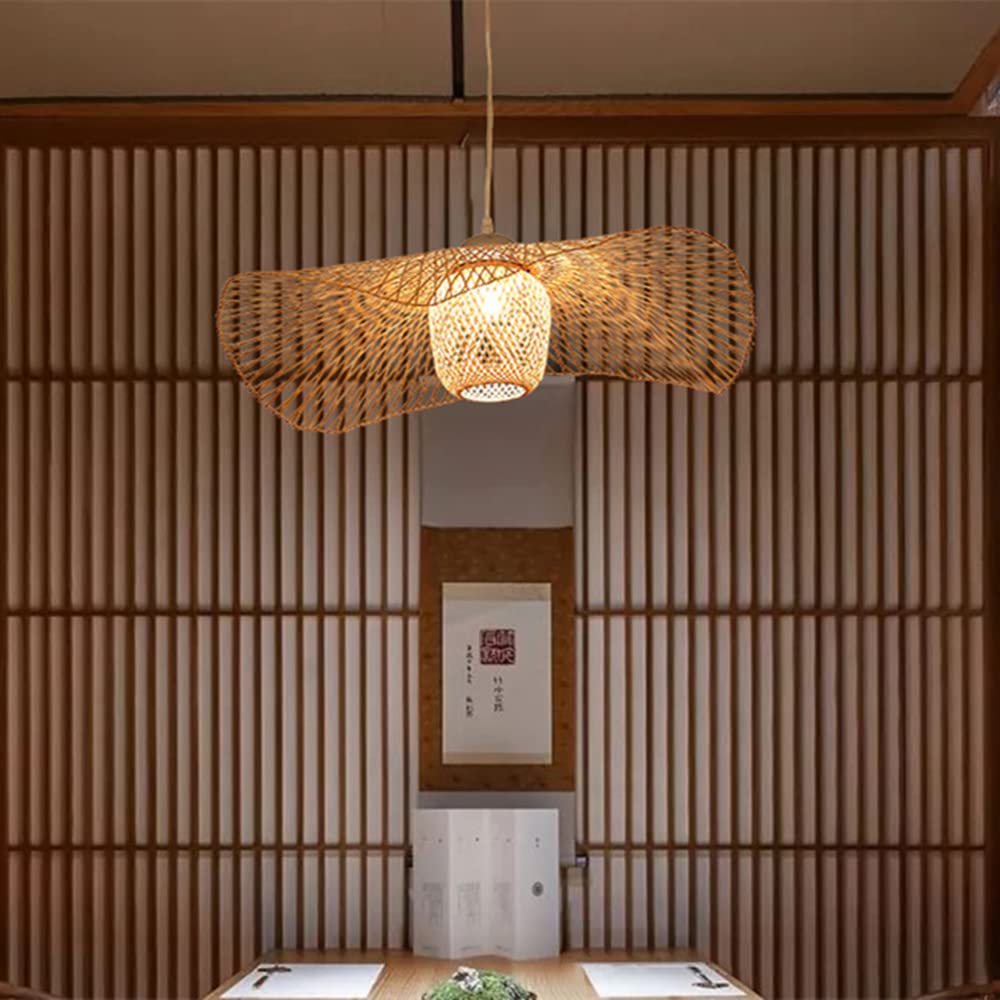 BAYCHEER Rattan Pendant Light with Bamboo Woven Shade - 29.5