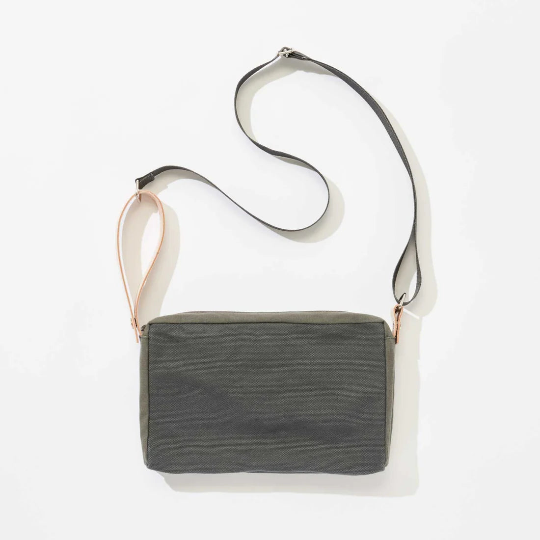 Kurashiki Hampu Canvas 2-Way Handbag & Shoulder Pouch - Bluish Gray Japanese Canvas Crossbody Bag for Women | Perfect for Work, Travel & Everyday Use