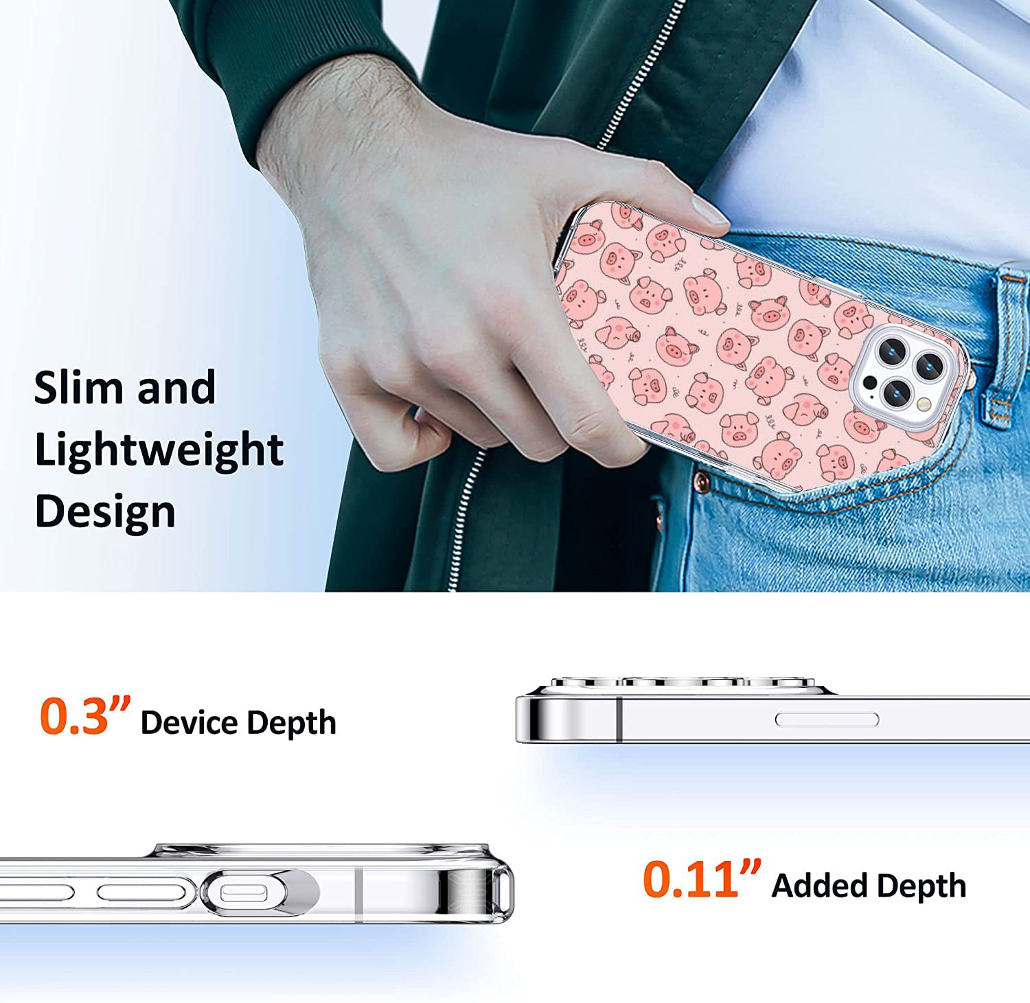 Cute Funny Pig Printed Shockproof Case for iPhone 13 - Fashionable Protective Cover for Women & Girls - Perfect for Daily Use, School, Work and Travel