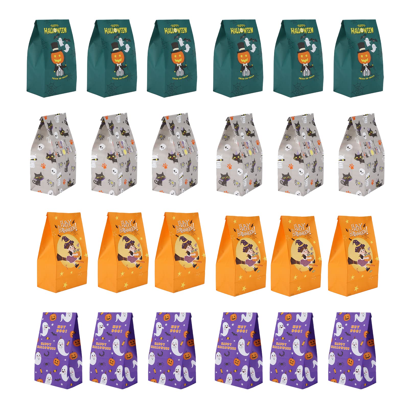 Shanrya Halloween Treat Bags - Small Portable Gift Bags with 4 Types of Stickers for Candy Storage | Perfect for Trick-or-Treating, Party Favors & Classroom Treats