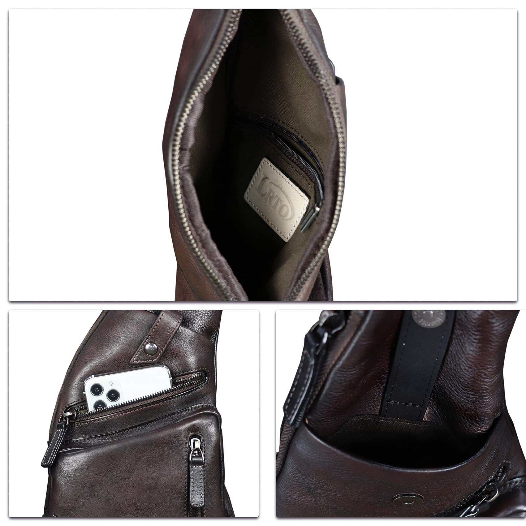 **Genuine Leather Sling Bag for Men - Vintage Handmade Crossbody Daypack, Hiking Backpack, Retro Shoulder Bag (Brown) - Perfect for Travel, Hiking & Daily Commute**