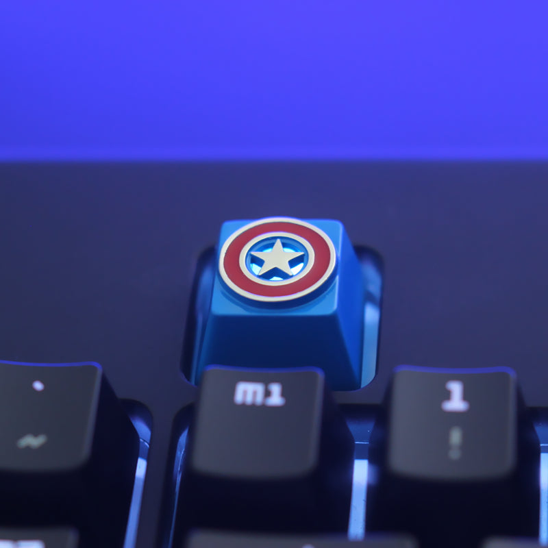 Marvel Avengers Captain America Mechanical Keyboard - Zinc Aluminum Metal Keycaps for Gaming & Typing | Perfect for MCU Fans & PC Enthusiasts