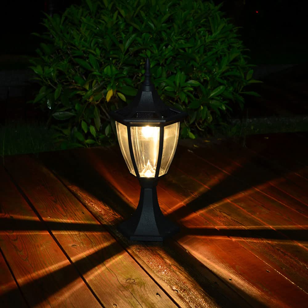 Solar Post Lights Outdoor - Waterproof LED Pillar Lamp Fixture, Die Cast Aluminum & Glass Warm White Light for Garden, Yard, Pathway, Driveway - Perfect for Landscape Lighting, Patio Decor and Nighttime Safety