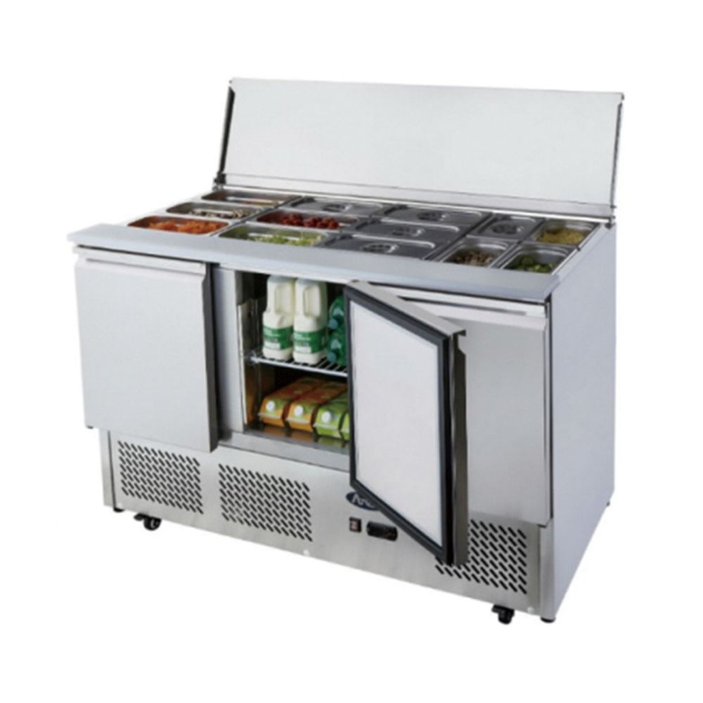Atosa ESL3850 3-Door Sliding Lid Commercial Refrigerator for Restaurants & Cafes - Perfect for Storing Salads, Beverages & Fresh Food