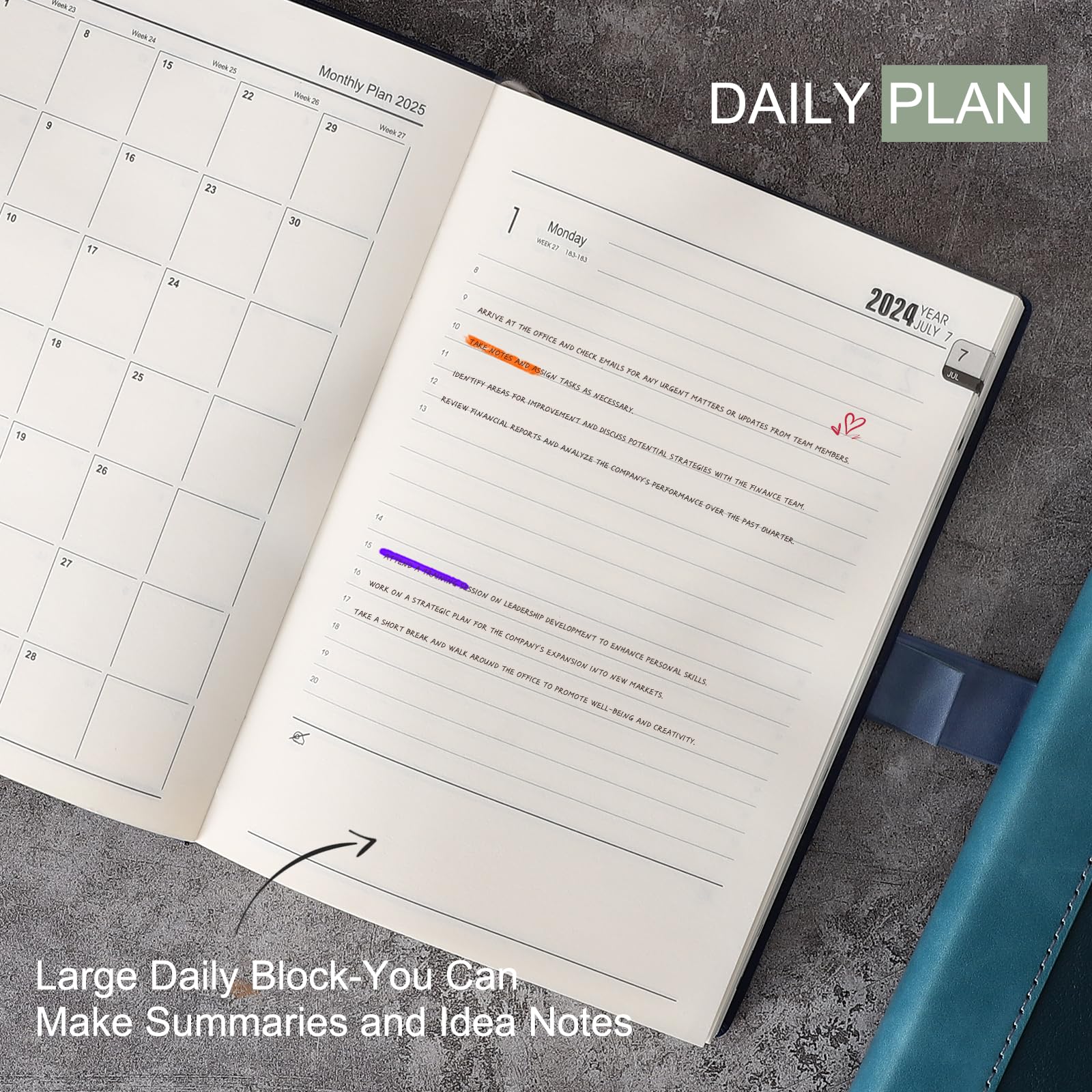 **Mljtoyo Academic Planner 2024-2025 – A5 Hardcover Daily & Monthly Organizer with Pen, Stickers, Inner Pocket – Perfect for Students, Teachers & Professionals (July 2024 - June 2025)**    *(Great for School Schedules, Work Deadlines, Goal Tracking & Personal Organization!)*
