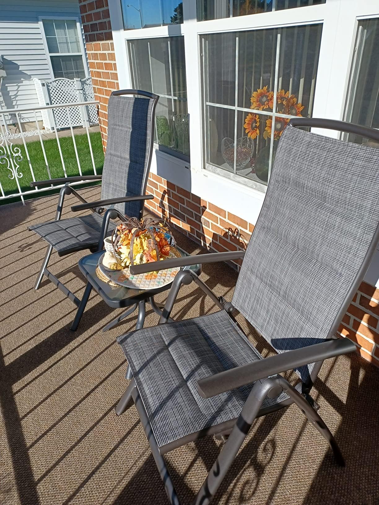 Domi 2-Pack Folding Patio Chairs - Adjustable Reclining Aluminum Frame Lawn Chairs with High Backrest, Double-Layered Textilene Fabric for Outdoor, Porch, Balcony, Garden - Perfect for Relaxing, Sunbathing, and Outdoor Dining