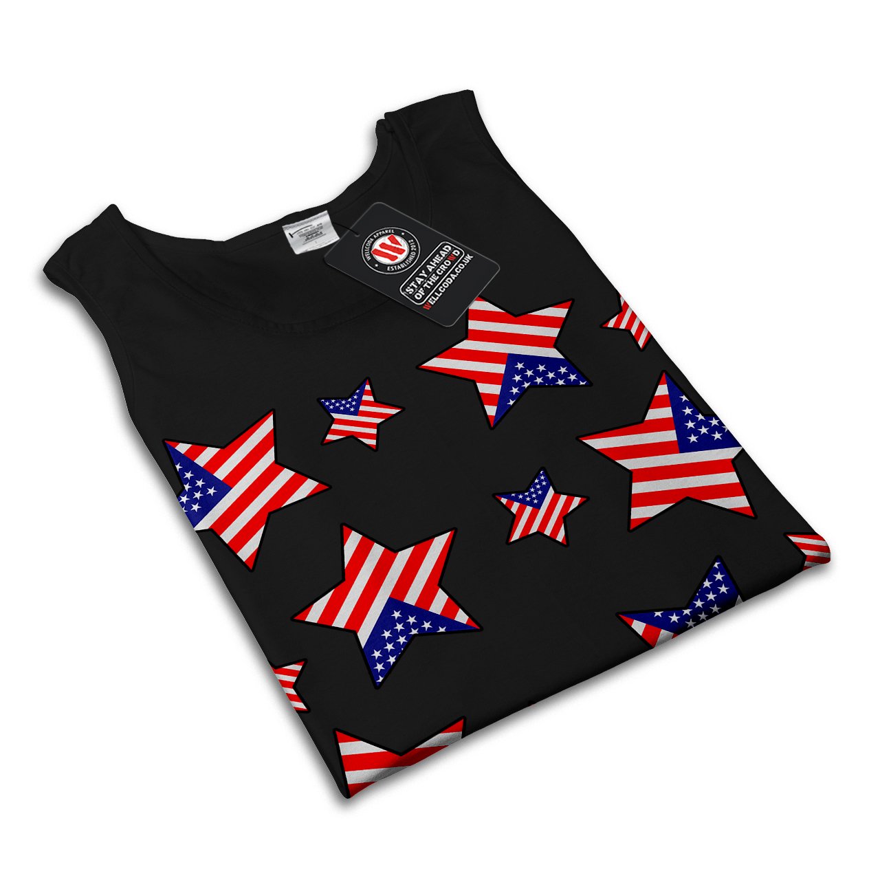 Wellcoda American Flag Stars USA Men's Tank Top - Patriotic Athletic Shirt for Gym, Running & Outdoor Activities
