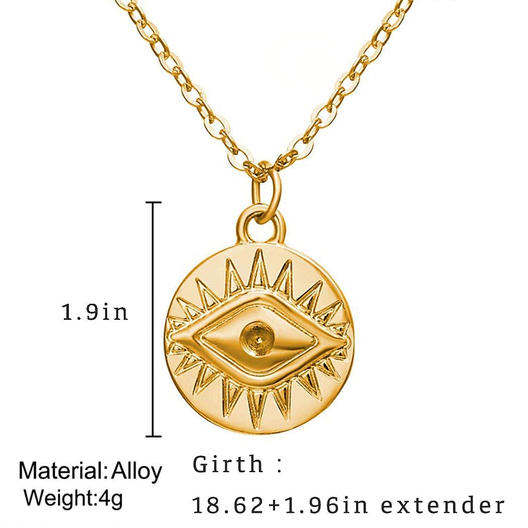 Dreamyn Boho Evil Eye Choker Necklace with Gold Coin Pendant - Adjustable Minimalist Short Chain Necklace for Women | Perfect for Layering, Boho Outfits & Everyday Wear