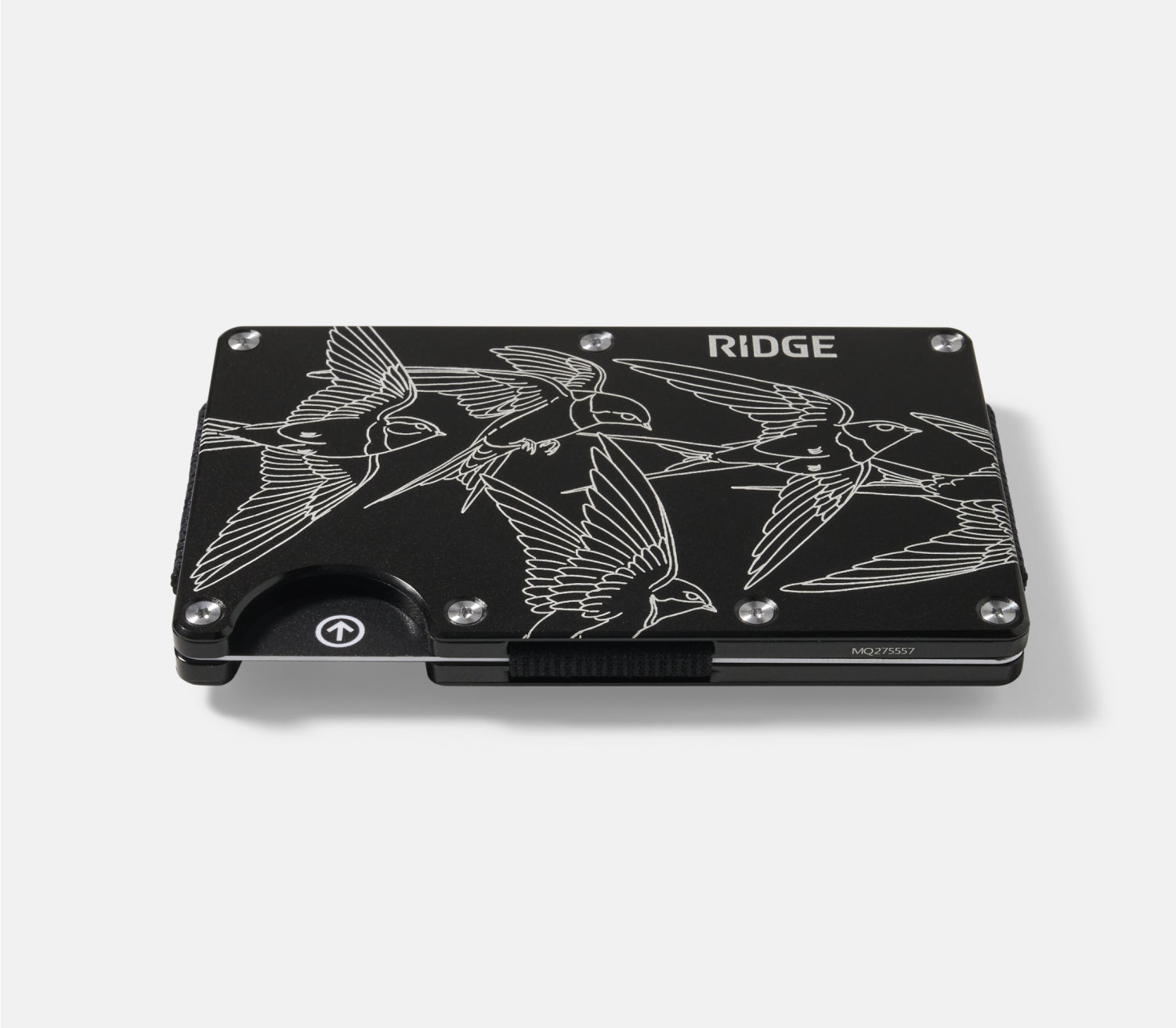 Ridge Wallet H.B. Nielsen Silver Swallows - Slim RFID Blocking Metal Wallet for Men - Perfect for Everyday Carry, Travel & Minimalist Lifestyle