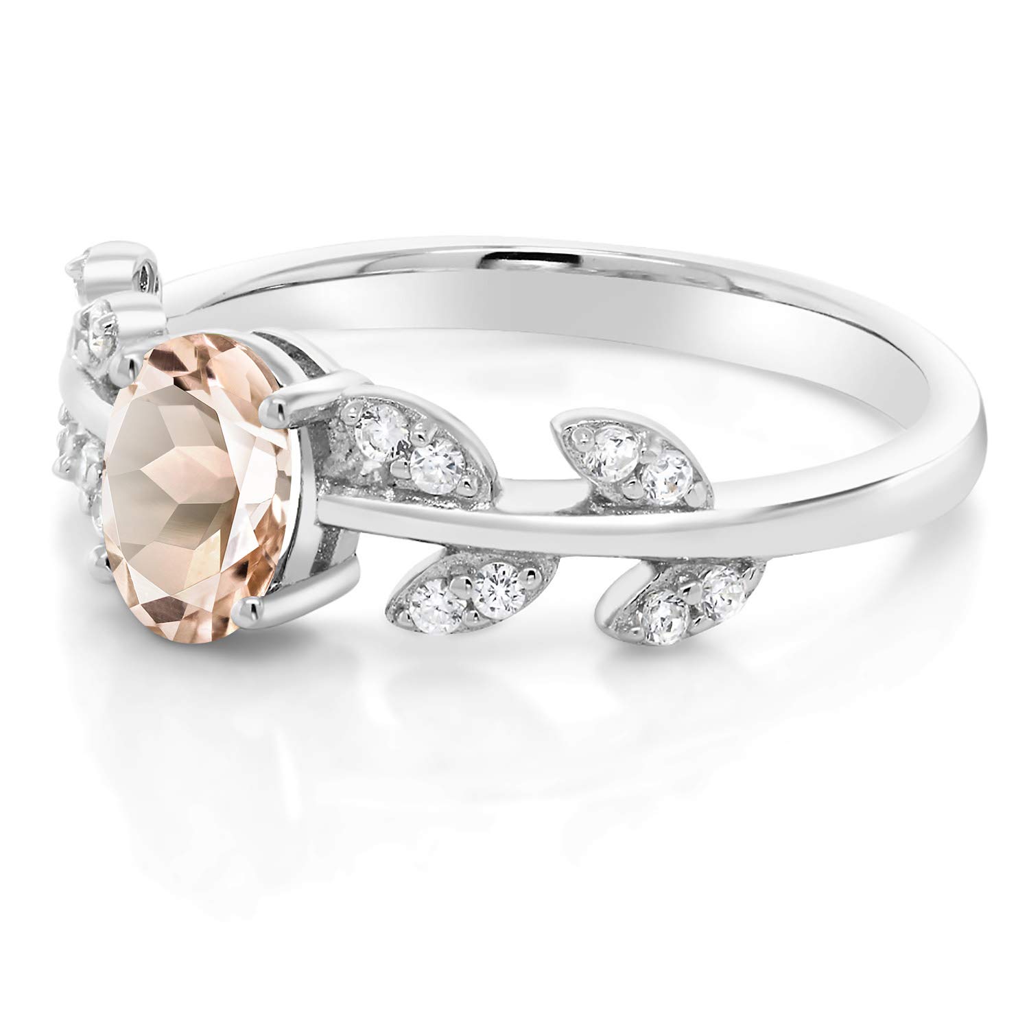 925 Sterling Silver Twisted Olive Branch Leaf Vine Wedding Band Ring for Women - 7x5mm Oval Birthstone Gemstone | Size 5-9 | Elegant Jewelry Gift for Wife, Mom, Girlfriend | Perfect for Anniversary, Engagement, Bridal & Everyday Wear