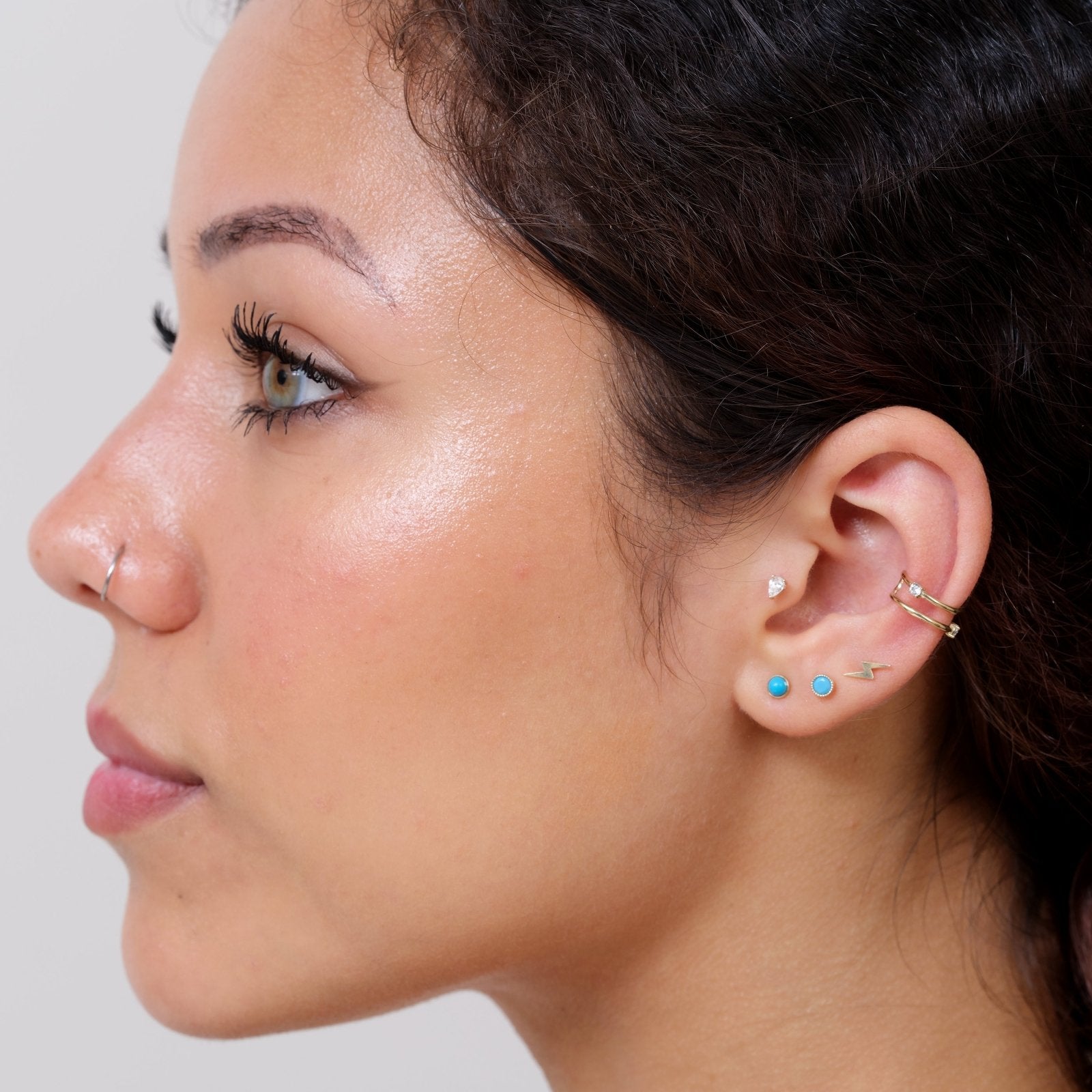14k Solid Yellow Gold Cubic Zirconia Double Wire Ear Cuff - Elegant Cartilage Earring for Women, Perfect for Parties, Weddings & Everyday Wear