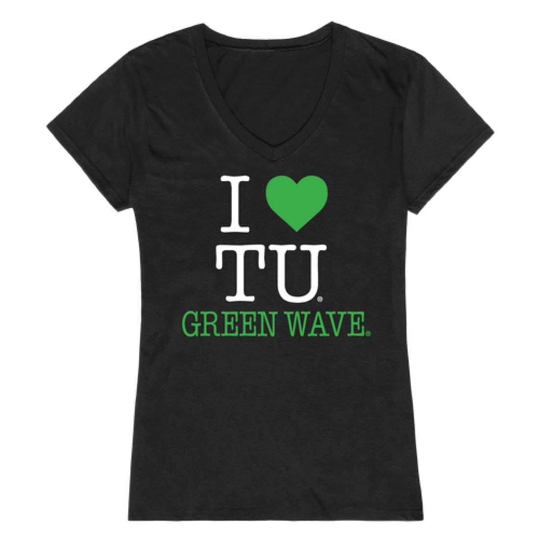 I Love Tulane University Green Waves Women's T-Shirt - Black Cotton Tee for Fans, Alumni & Students - Perfect for Game Day, Campus Wear & School Spirit