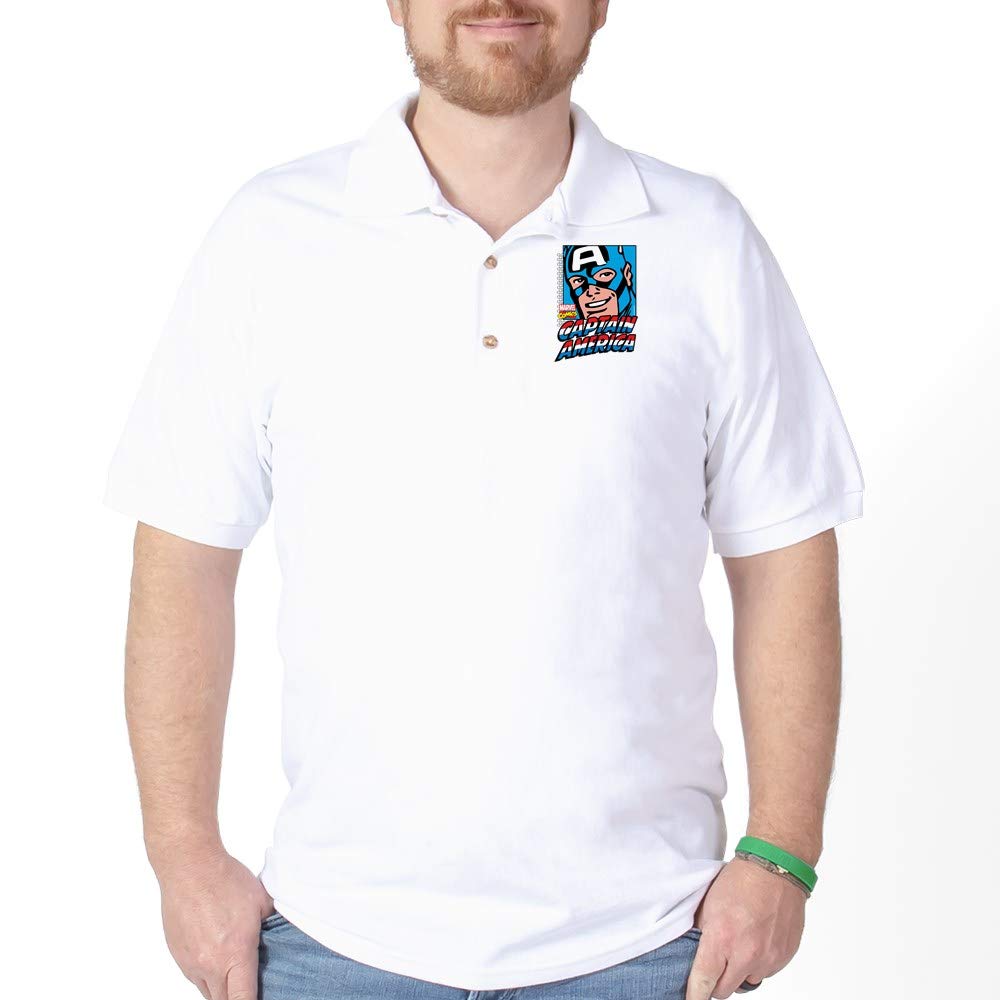 Captain America Smiling Golf Shirt - Men's Marvel Superhero Polo for Golf & Casual Wear - Perfect for Golf Tournaments, Comic Conventions & Superhero Fans