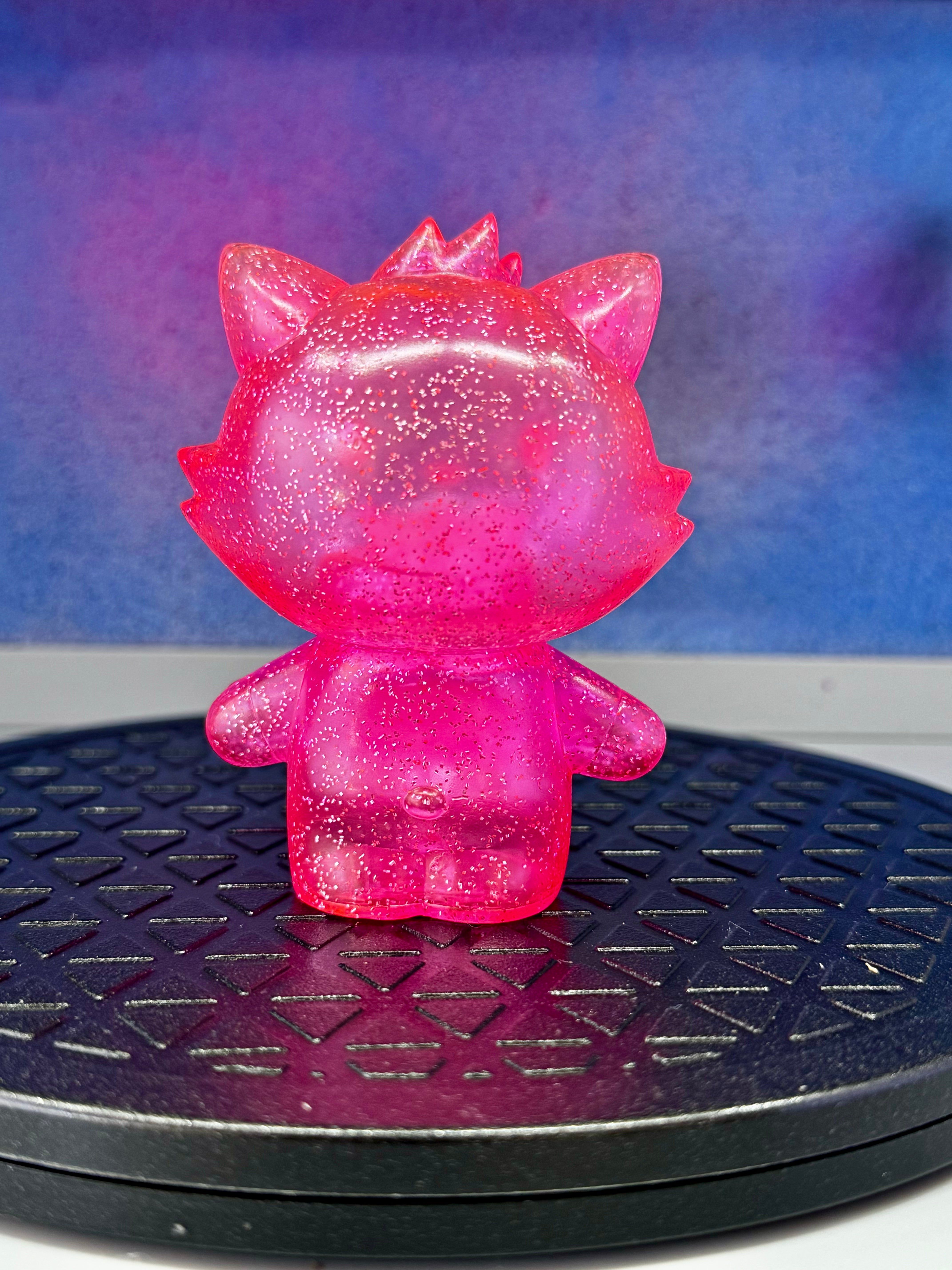 Grandpa Sofubi Pink Glitter Vinyl Figure - Kawaii Japanese Collectible Toy for Anime Fans | Perfect for Shelf Displays, Gift Giving & Pop Culture Collections
