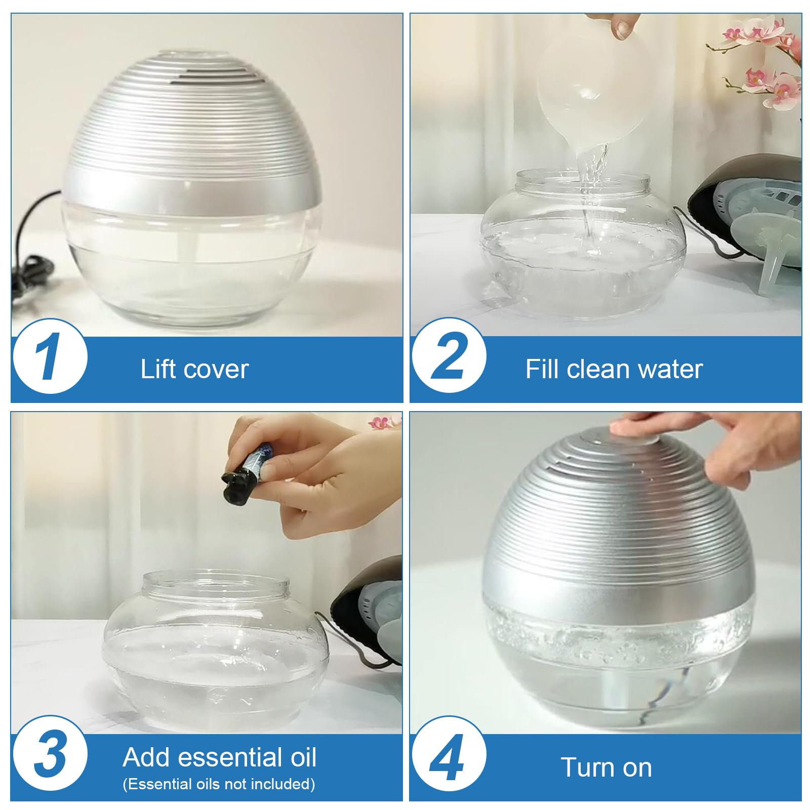 Water-Based Air Purifier & Freshener with 6 Colorful LED Lights - Portable Air Washer & Revitalizer for Home, Office, Bedroom (Black) | Improves Indoor Air Quality & Creates Relaxing Atmosphere