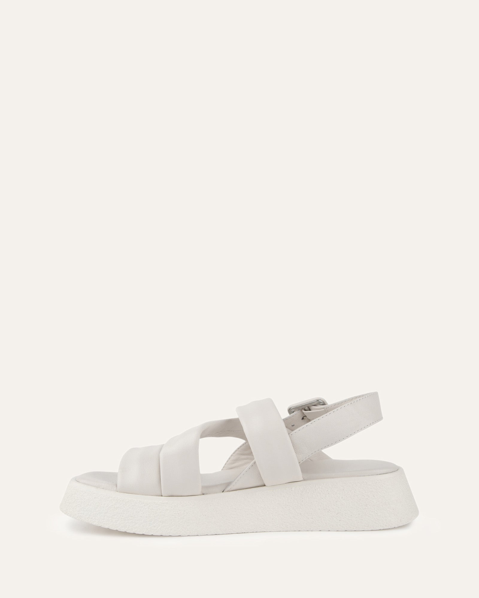 ZIA Women's Flat Sandals - White Leather Comfortable Slip-On Summer Shoes for Beach, Travel & Casual Outfits