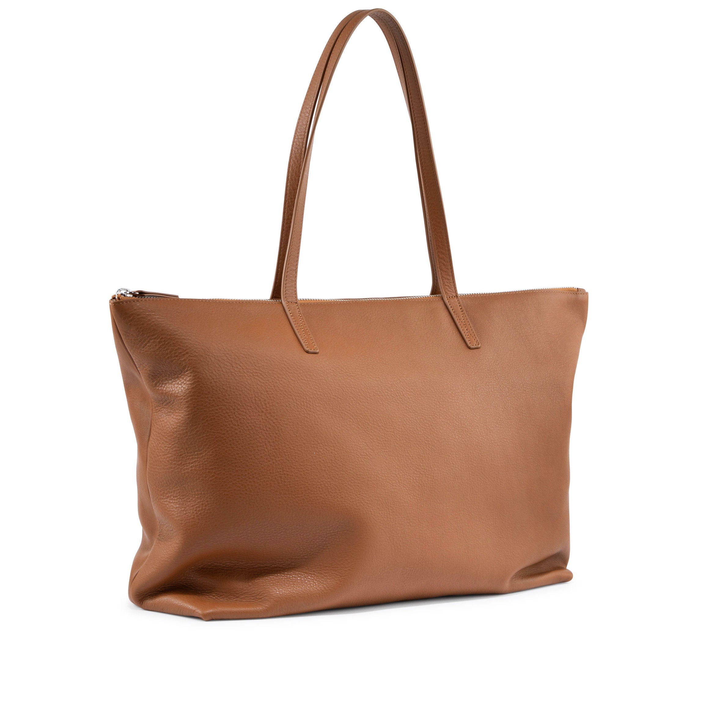 Aleena Soft Zippered Tote Bag in Cognac Brown - Stylish Leather Handbag for Women, Perfect for Work, Travel & Everyday Use