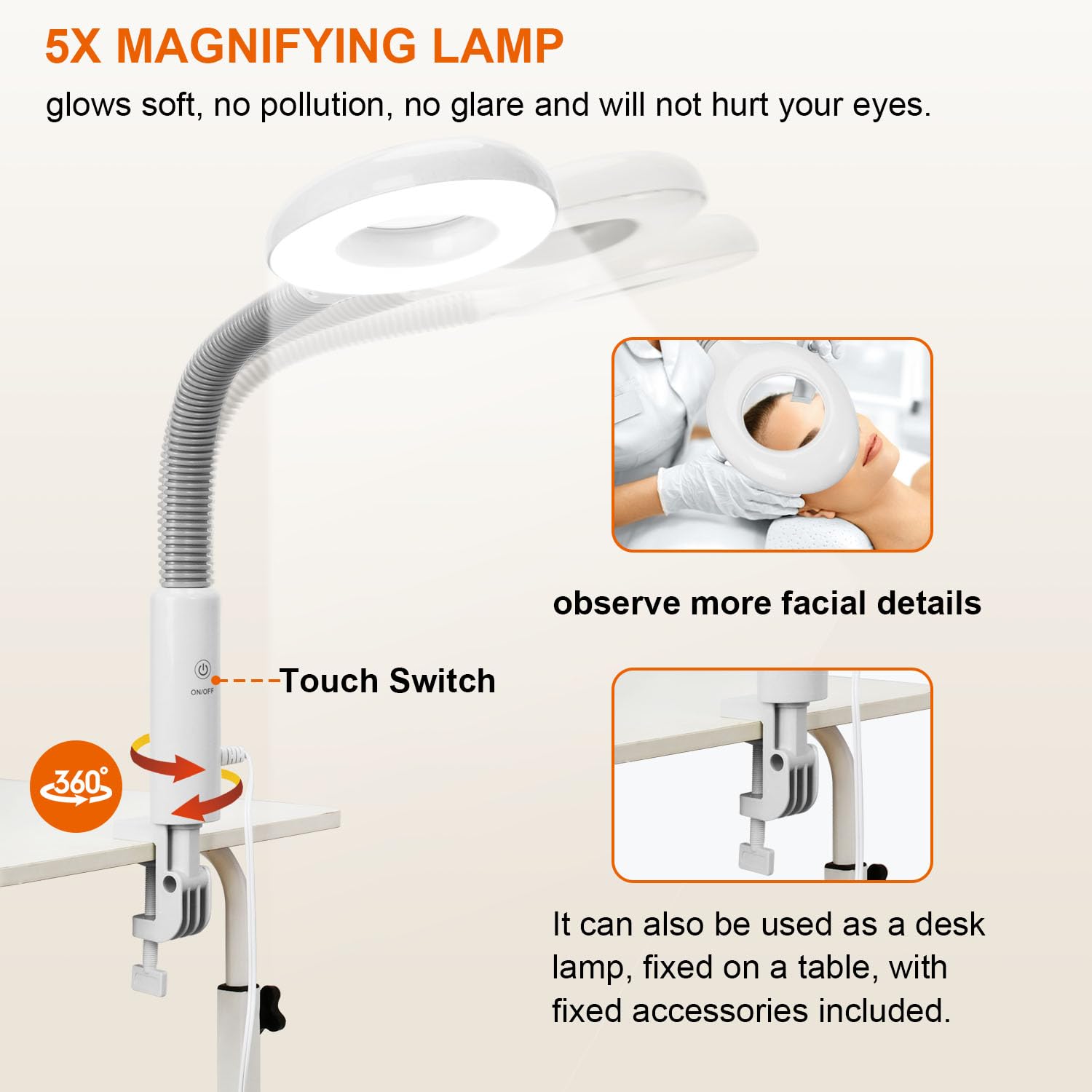 Professional 2-in-1 Facial Steamer with 5X Magnifying Lamp & Adjustable Hot Mist Nozzle - Ozone Steam Machine for Home Spa, Beauty Salon & Esthetician Use - Perfect for Deep Cleansing, Blackhead Removal & Skin Hydration