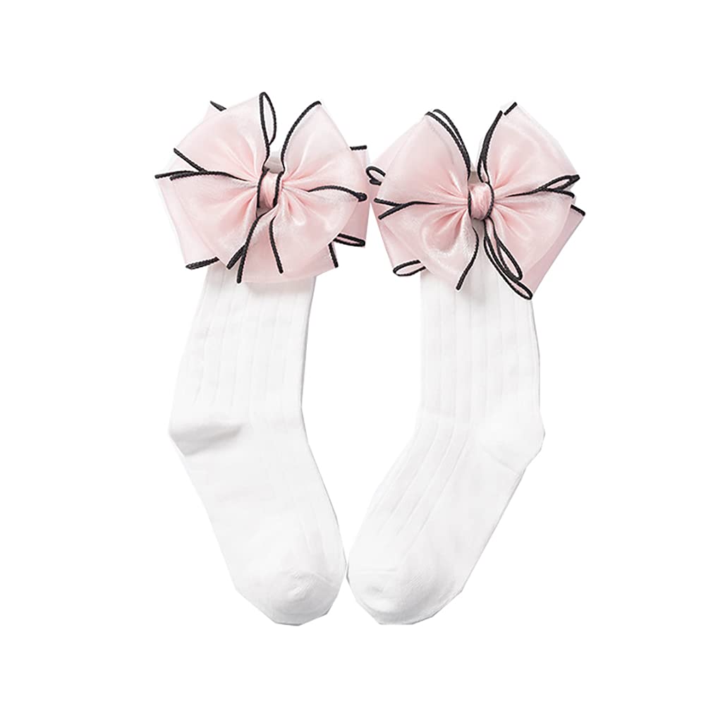 1 Pair Baby Girls Boys Cotton Knee High Socks - Soft Uniform Tube Ruffled Stockings for 0-4T Toddlers - Perfect for School, Parties & Photo Shoots