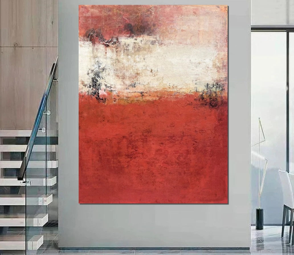 Large Contemporary Abstract Canvas Painting for Living Room - Red Modern Wall Art Decor for Home & Office Interior Design | Perfect for Accent Walls, Bedroom, Dining Room & Office Spaces