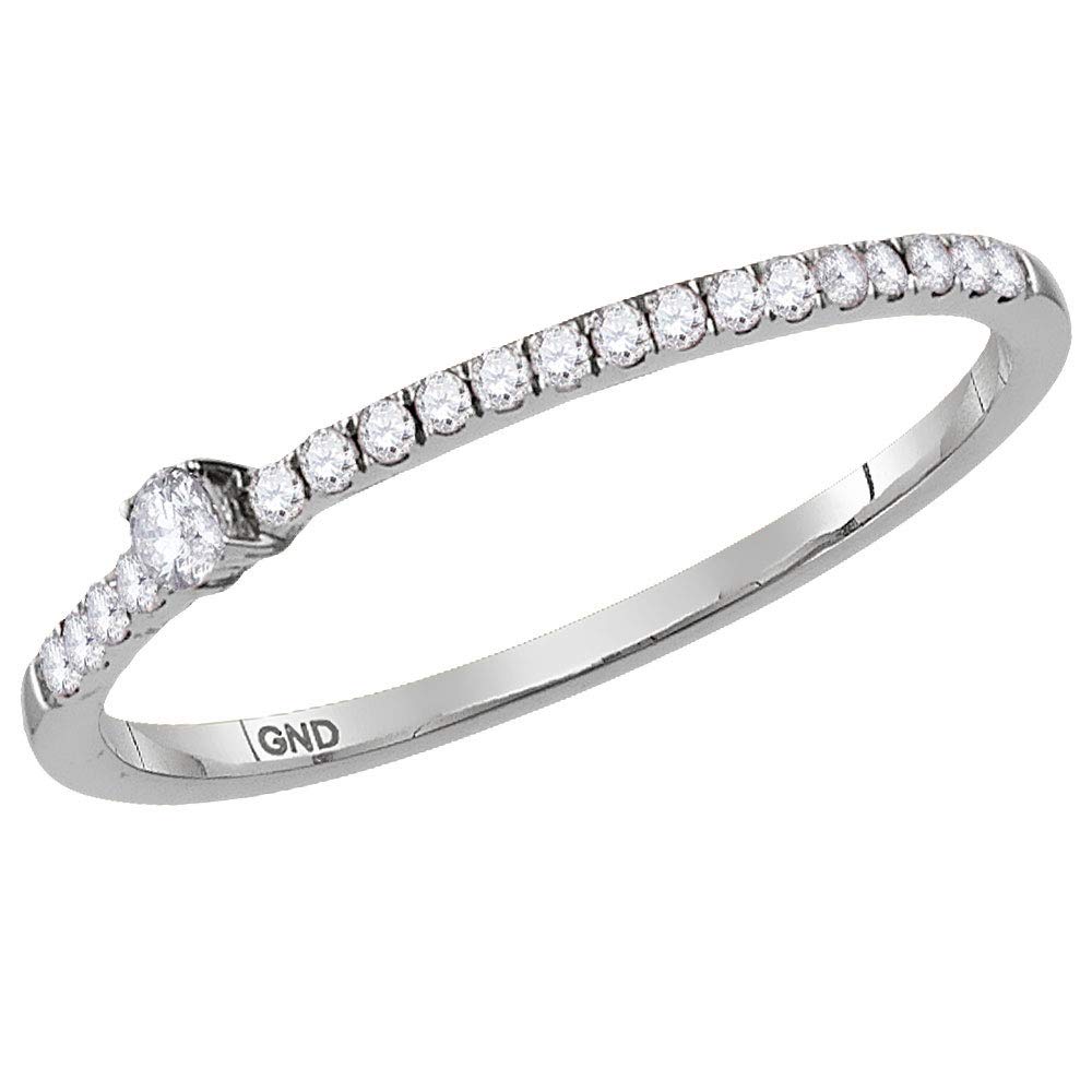 Dazzlingrock 10K White Gold Women's Round Diamond Solitaire Stackable Band Ring (1/6 CTW) - Perfect for Wedding, Engagement, Anniversary & Everyday Elegance