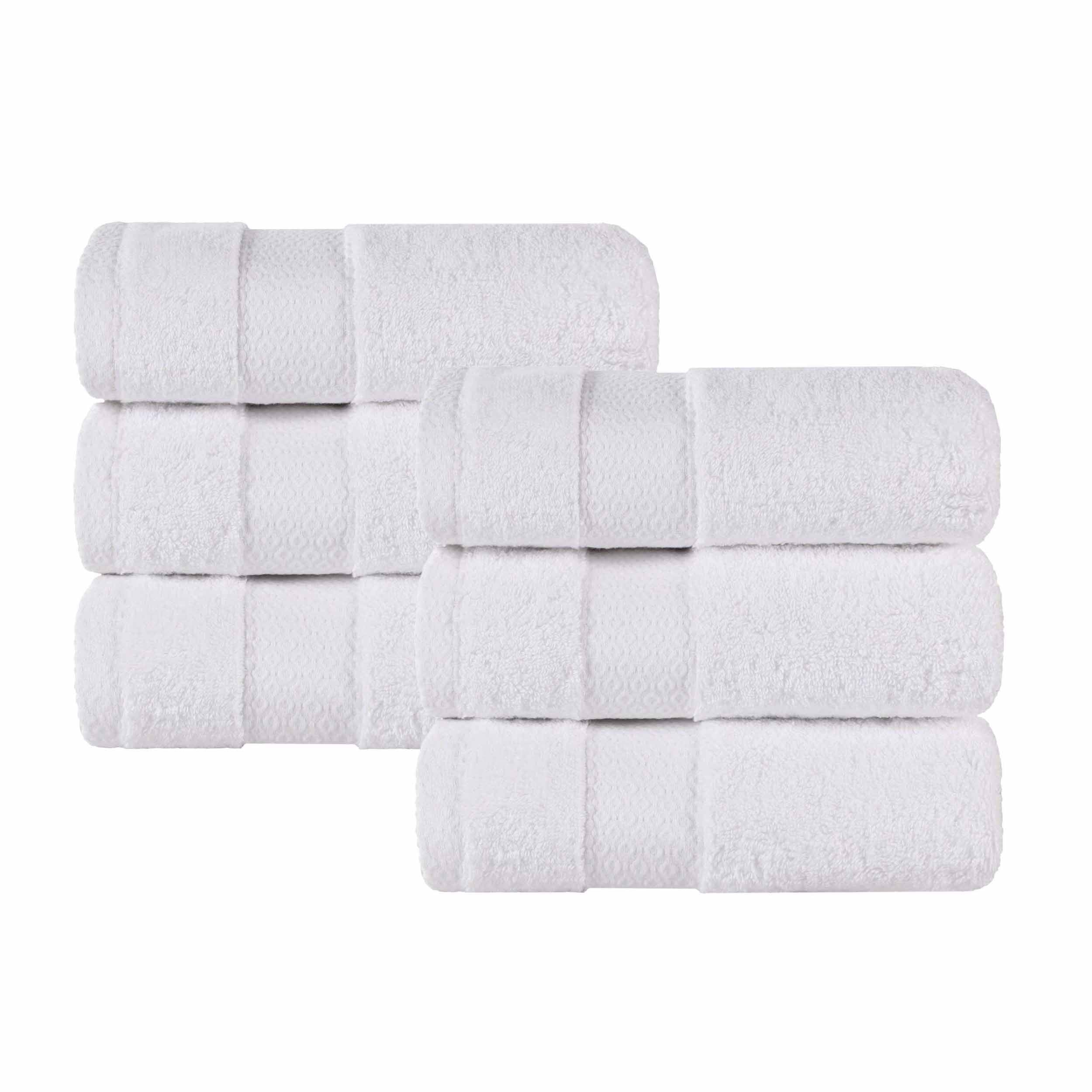Premium Giza Cotton Dobby Hand Towels - Ultra Absorbent Set of 6 - Made in Egypt - Soft & Luxurious Bath, Kitchen & Guest Towels for Spa, Hotel & Home Use