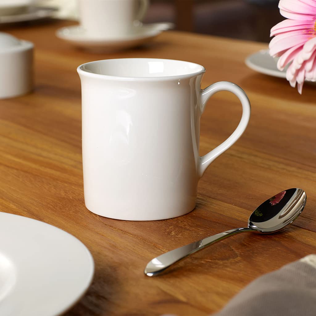 Premium Villeroy & Boch Twist Porcelain Coffee Mugs Set of 6 - Elegant White 300ml Cups, Dishwasher Safe for Daily Use - Perfect for Home, Office & Gifts