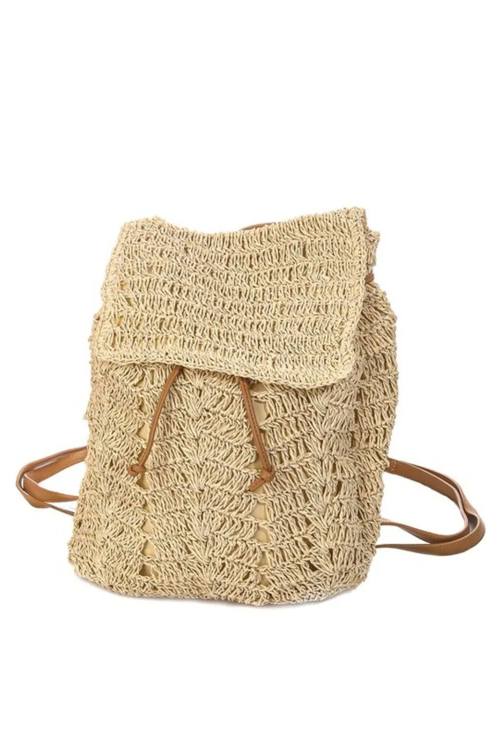 Straw Braided Backpack - Natural Woven Straw Handbag for Women | Beach Tote, Summer Vacation, Boho Festival Accessory