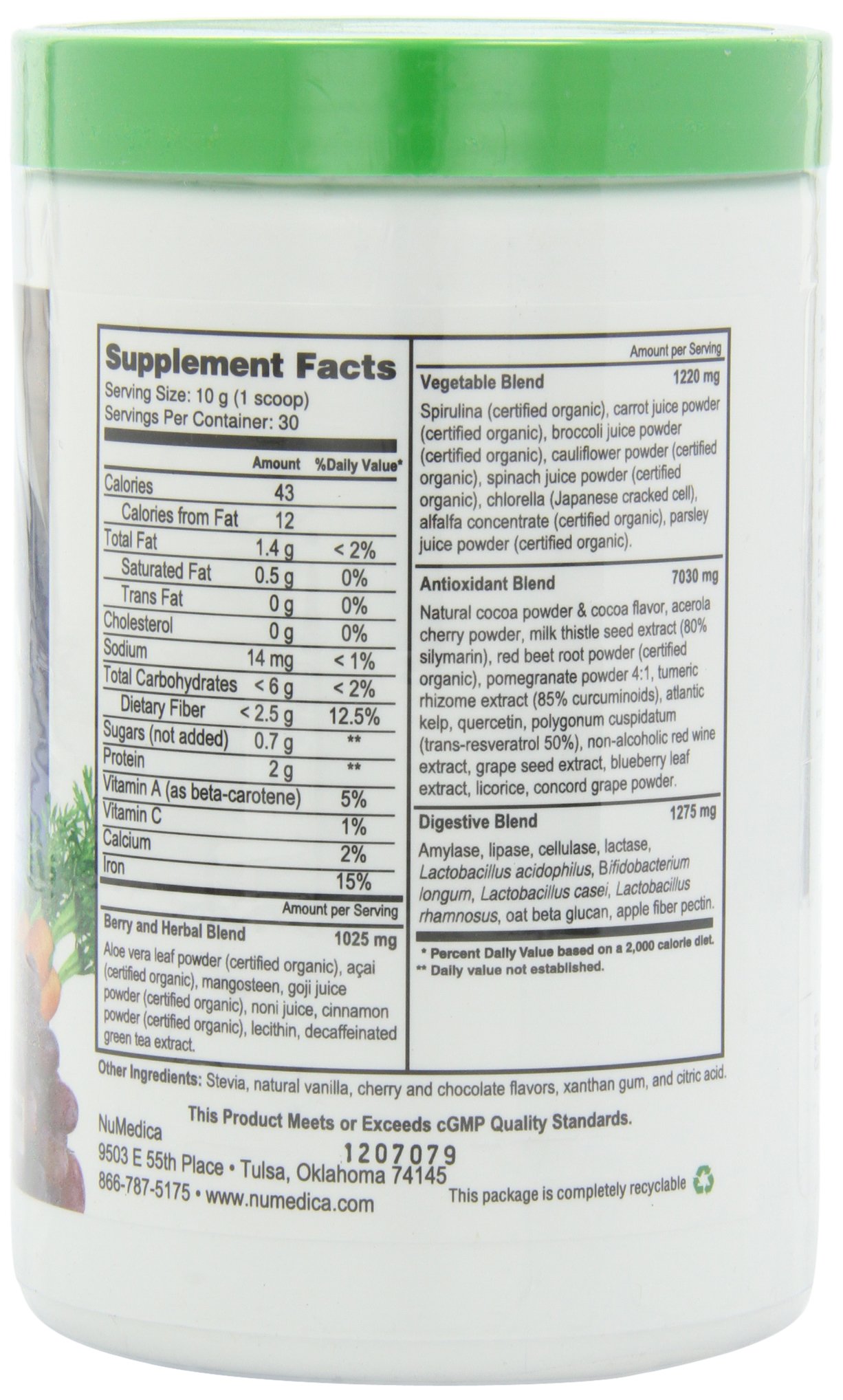 NuMedica Power Greens Chocolate Superfood Powder - 30 Servings (300g) | Organic Greens Supplement for Energy & Digestion | Perfect for Smoothies, Shakes & Healthy Recipes