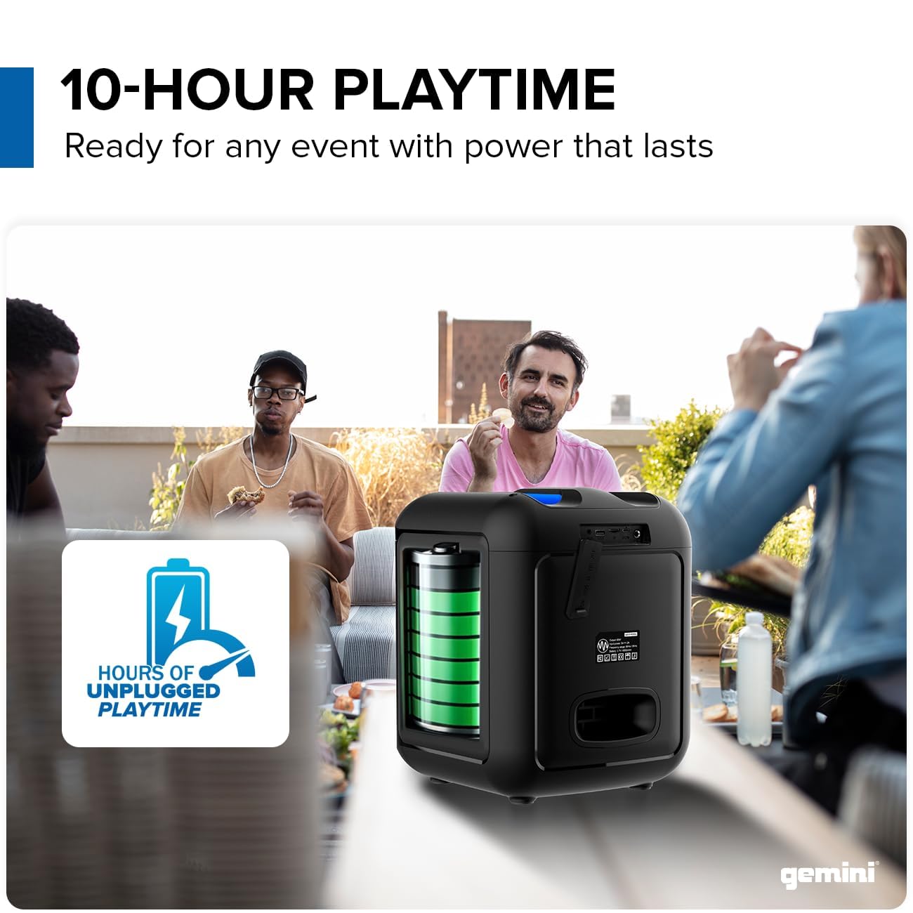 Gemini Sound GGO Series Portable Bluetooth Boombox Speaker - 100W & 200W High Power, LED Party Lights, TWS Pairing, Wireless Mic, Rechargeable Battery with 10-Hour Playtime, USB/Aux Input - Perfect for Outdoor Parties, Beach Gatherings & Home Entertainment