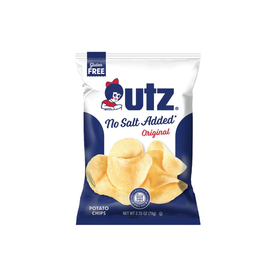 UTZ No Salt Added Potato Chips 2.75oz (4 Pack) - Gluten Free, Vegan, Healthy Snacks for Kids & Adults - Perfect for Lunch Boxes, Parties, and On-the-Go Snacking