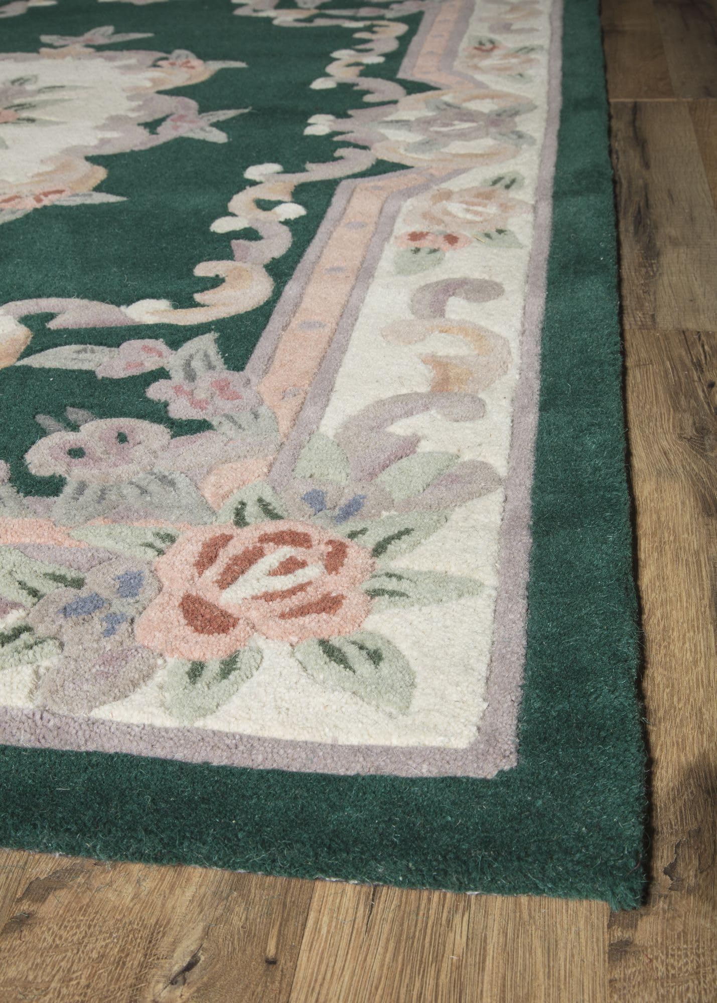 Rugs America Round New Aubusson Area Rug - 6 Feet Diameter, Emerald Green - Perfect for Living Room, Bedroom, or Dining Room Decor
