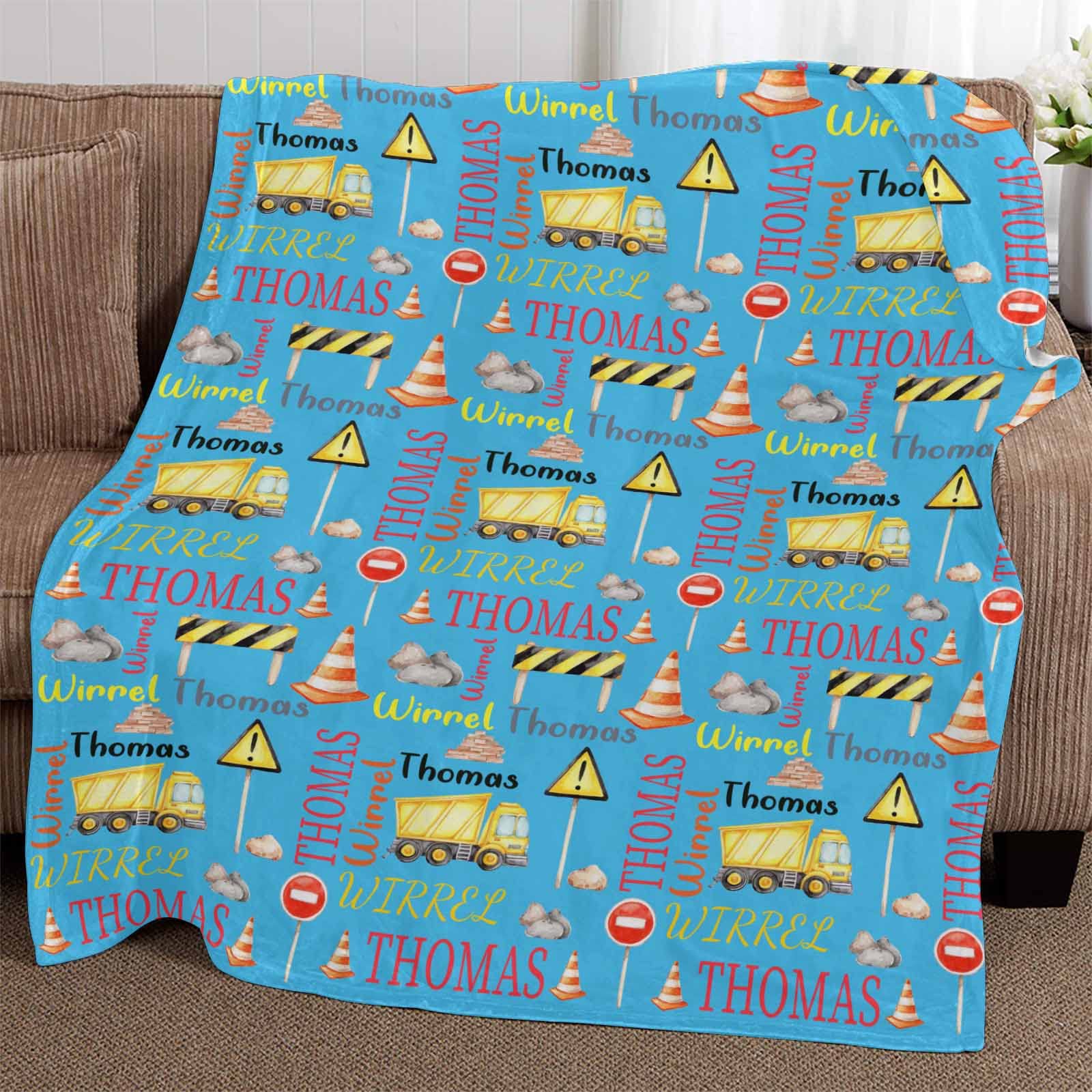 Custom Personalized Truck Blanket with Name - Soft Throw Blanket for Boys, Girls, Women & Baby - Perfect for Road Trips, Camping & Cozy Home Decor