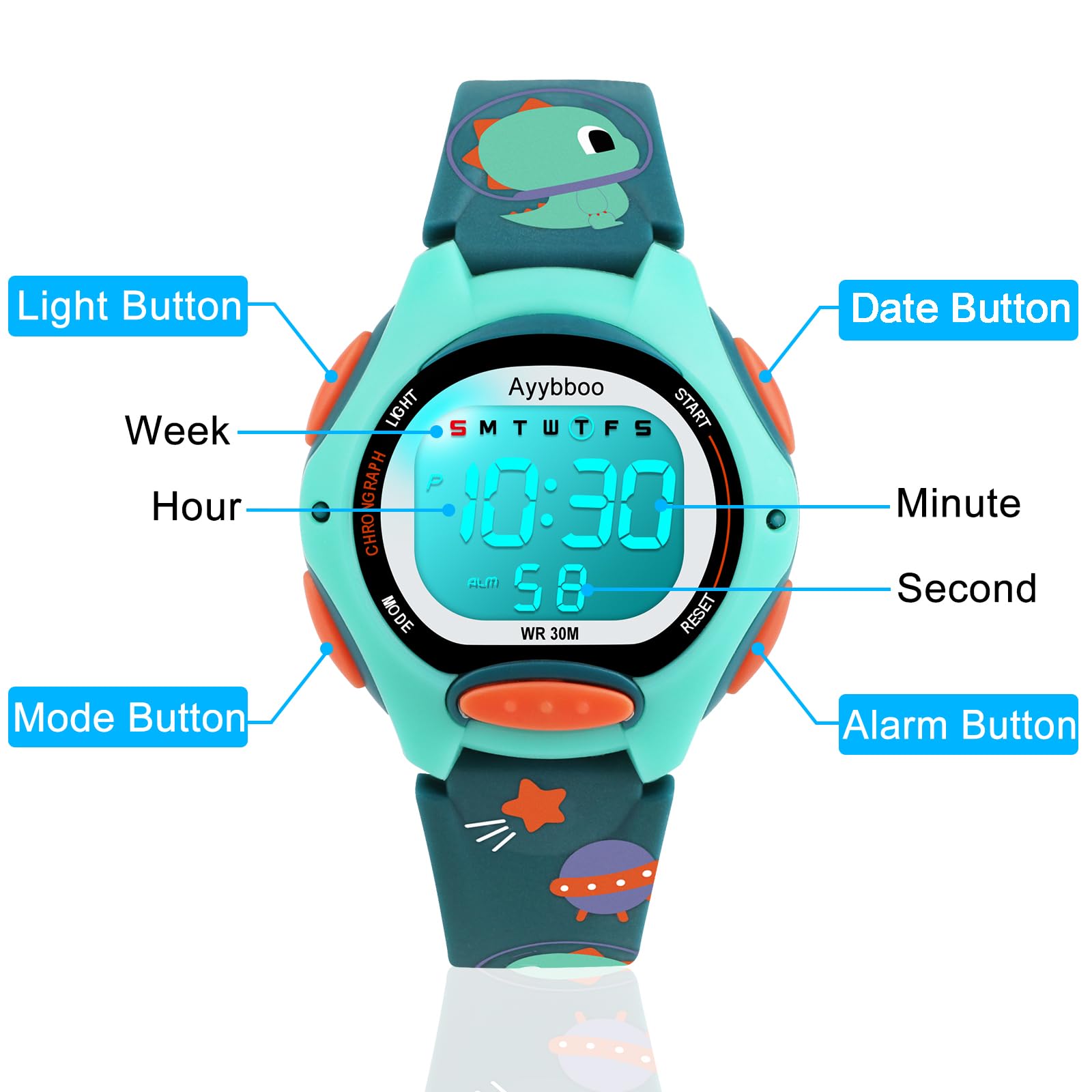 **Kids Digital Watch with 7 Color Lights - Waterproof, Alarm & Stopwatch - Cute Wristwatch for Girls & Boys Ages 5-13 - Perfect Gift for Birthdays, School & Outdoor Play**