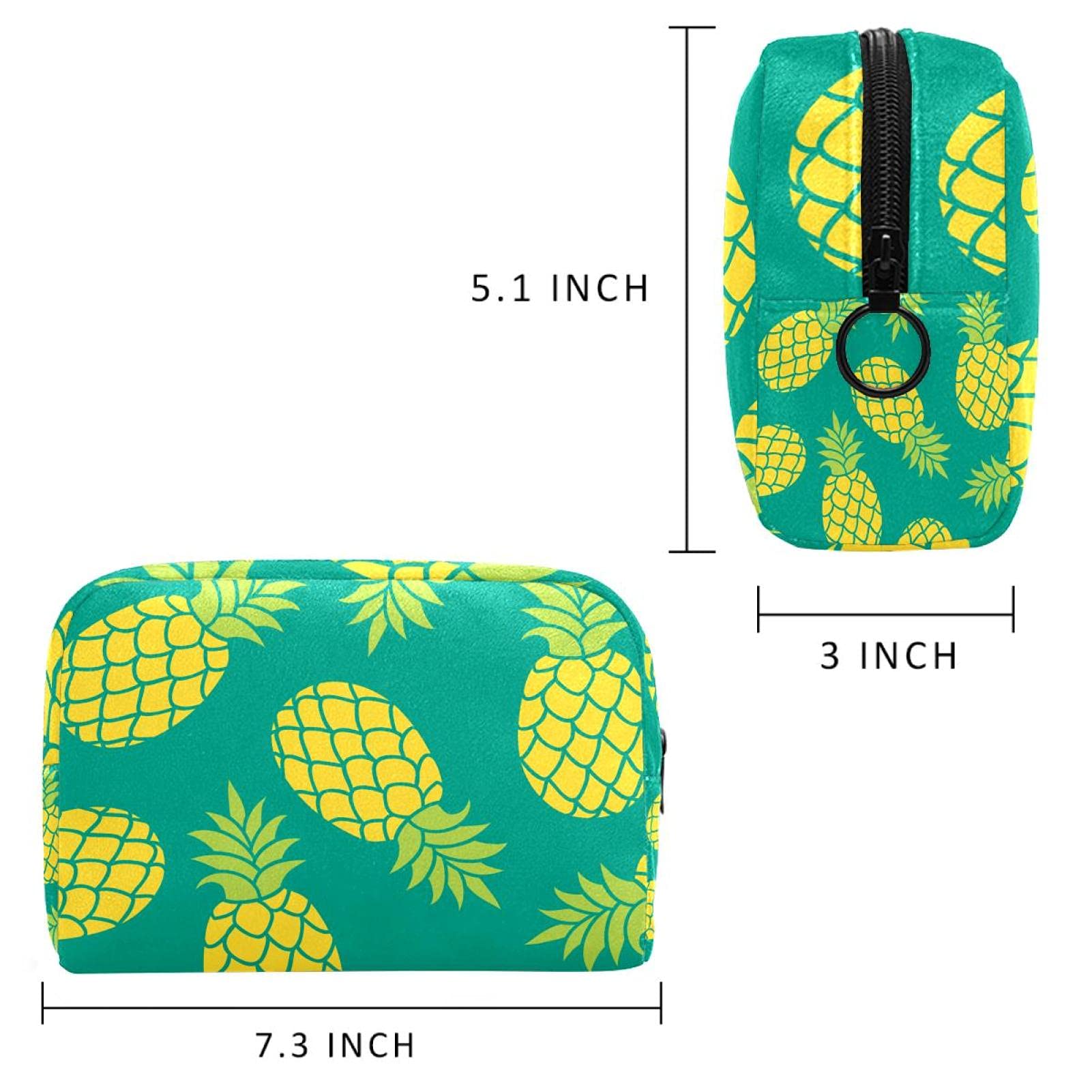 Large Yellow Pineapple Makeup Bag for Travel - Portable Cosmetic Organizer with Zipper for Women & Girls