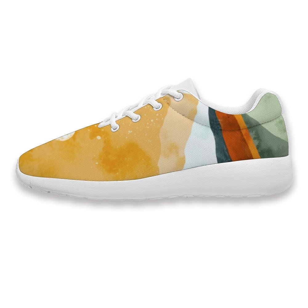 Cartoon Beach Landscape Running Shoes for Women & Men - Daytime Seascape, Sunset & Coconut Tree Design - Durable Casual Walking Sneakers for Beach Outings, Jogging & Everyday Wear