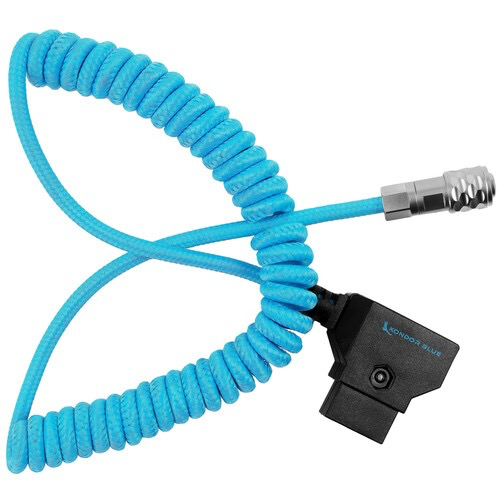 Kondor Blue Coiled D-Tap to 2-Pin Power Cable for Blackmagic Pocket Cinema Camera 6K/4K - Durable Flexible Power Cord for On-Set Filmmaking & Studio Lighting (Blue)