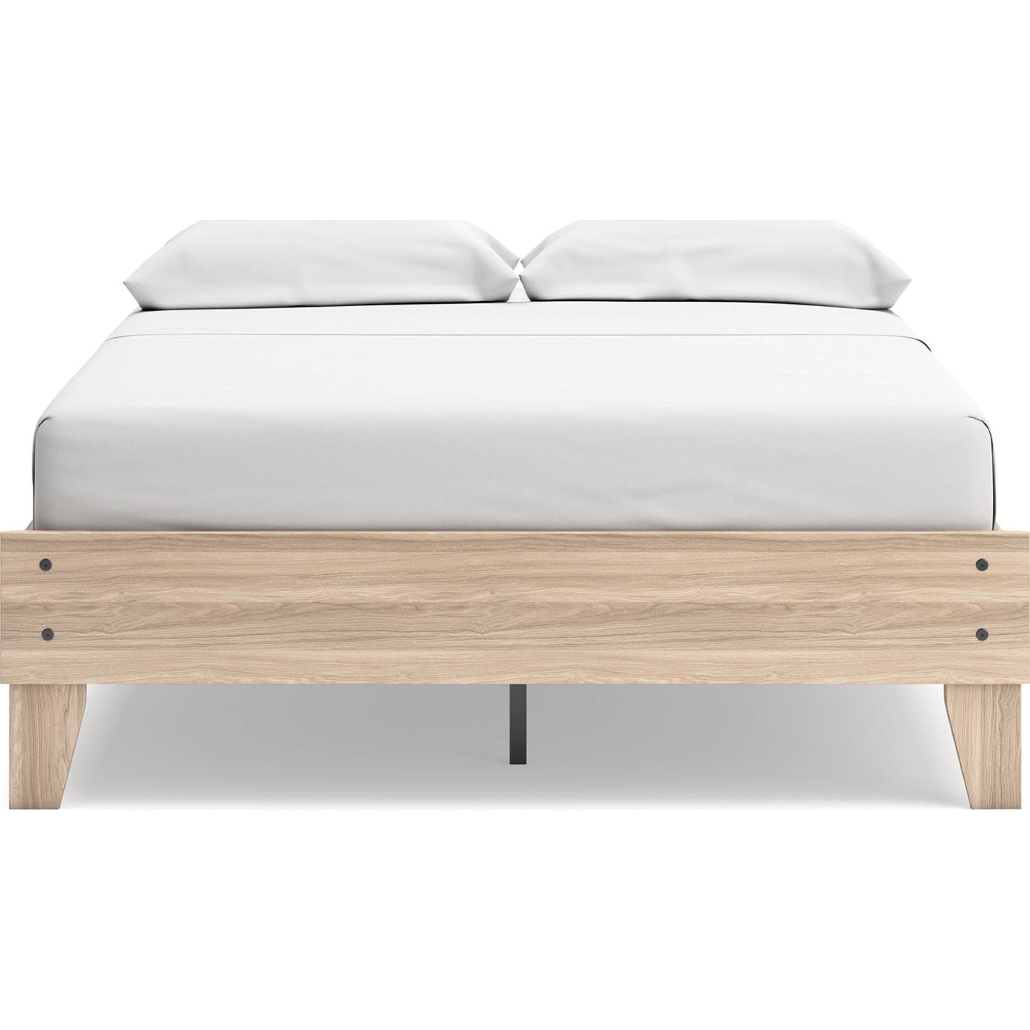Battelle Full Platform Bed Frame in Tan - Modern Minimalist Wooden Bed with Sturdy Support - Perfect for Bedroom, Guest Room, and Small Space Living