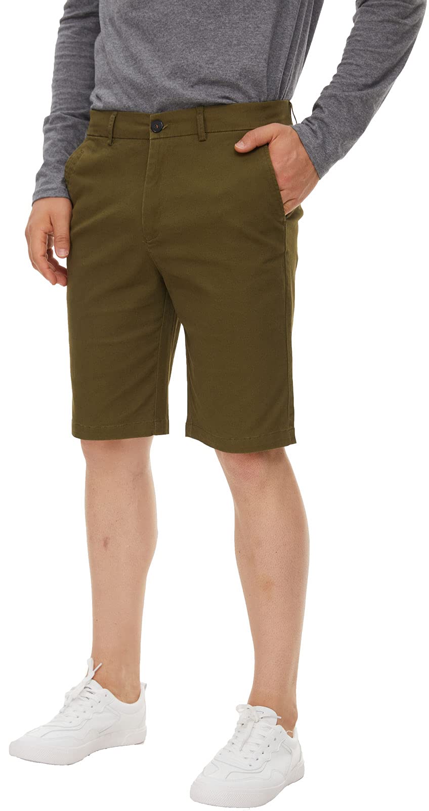 Men's Slim Fit Khaki Chino Shorts - 9 Inch Inseam, Plaid & Plain Casual Summer Shorts for Outdoor Activities, Beach, and Travel