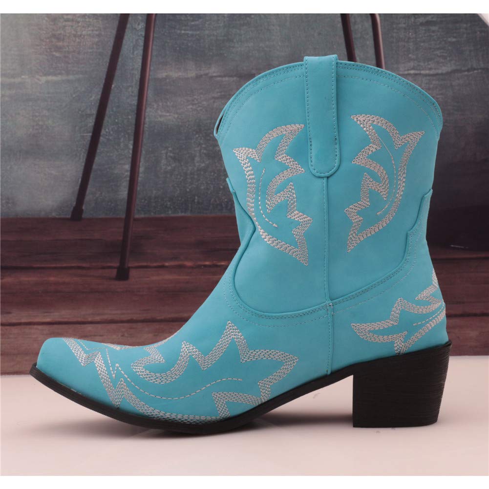 SO SIMPOK Women's Classic Cowgirl Boots - Retro Western Ankle Boots with Embroidered Design for Ladies | Perfect for Country Dancing, Rodeo Events & Western Fashion Outfits